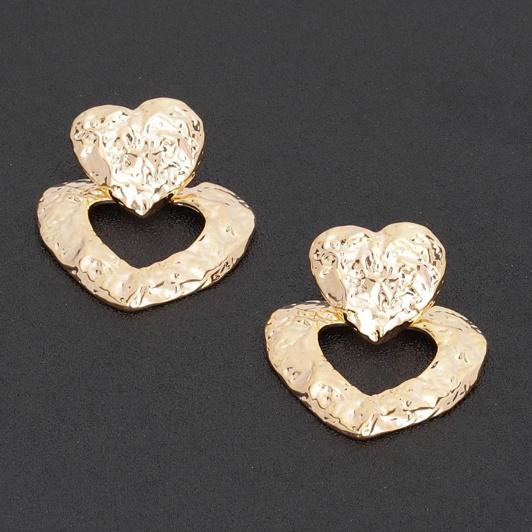 Gold Heart Plated Metal Earring