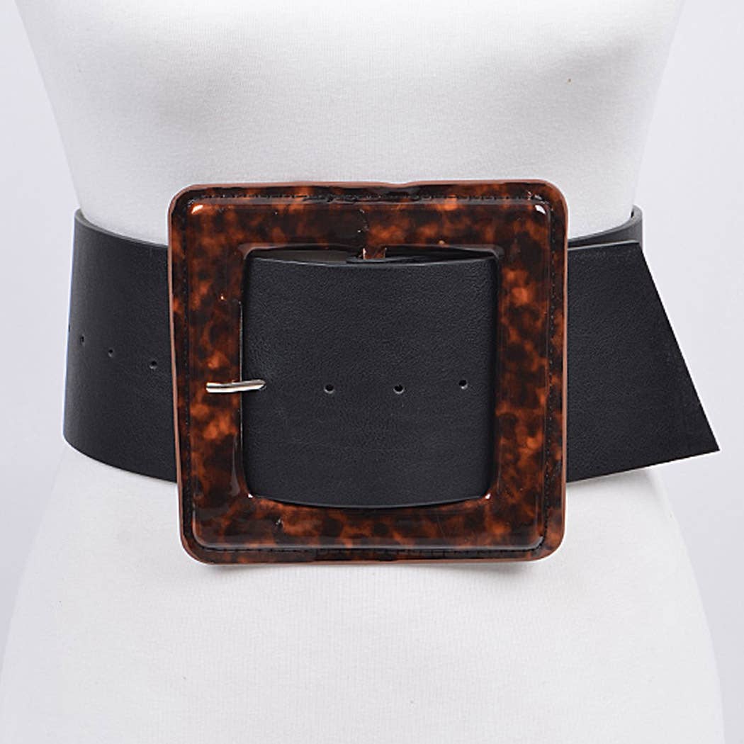 Black Square Buckle Belt