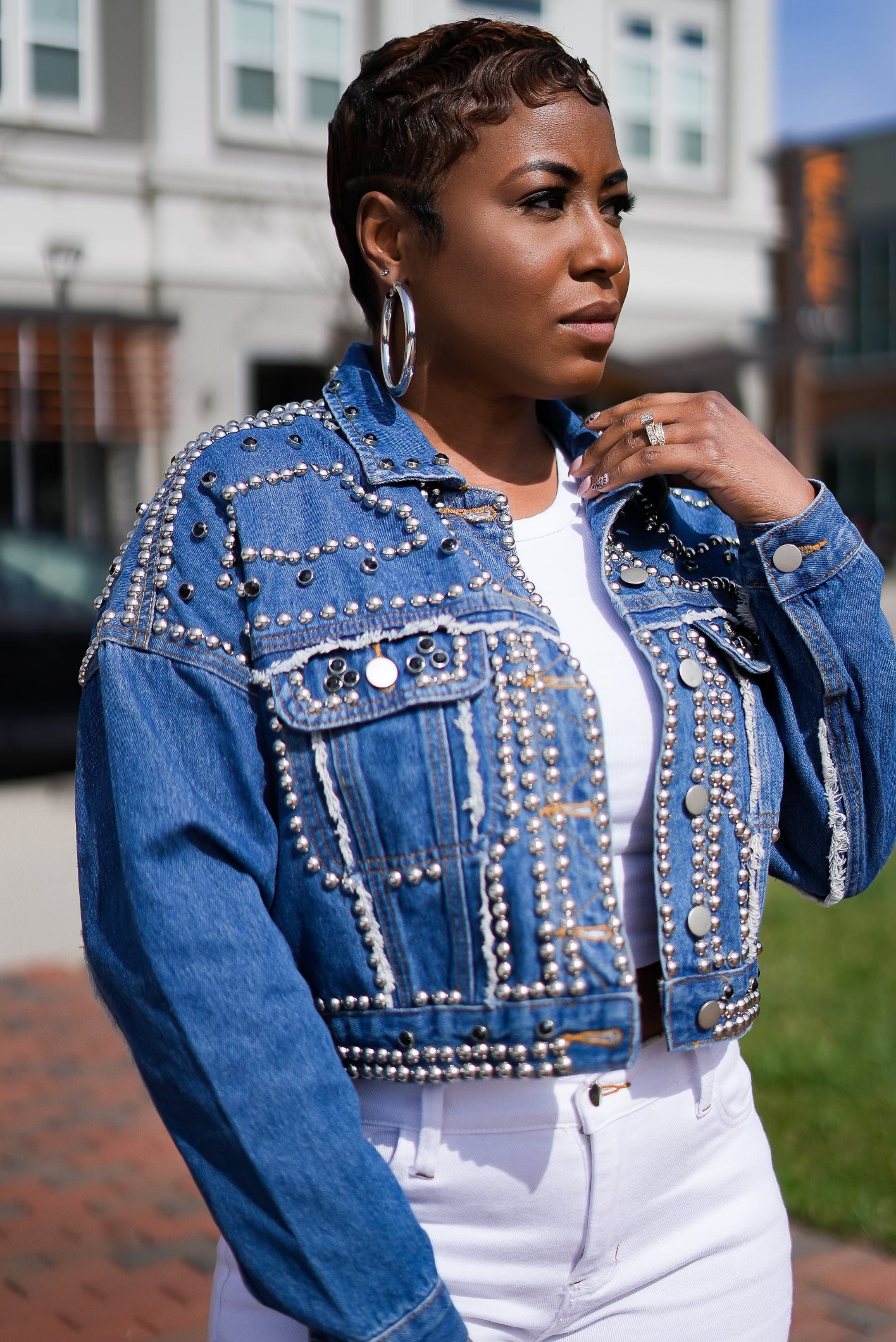 Studs for a Queen Denim Jacket Golden Chic