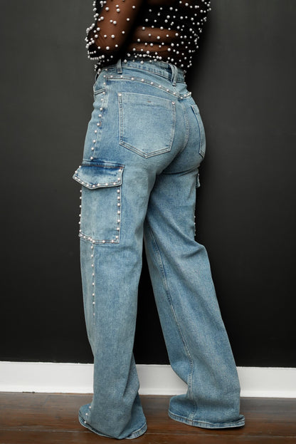Pearl High-Rise Wide Leg Cargo Jeans