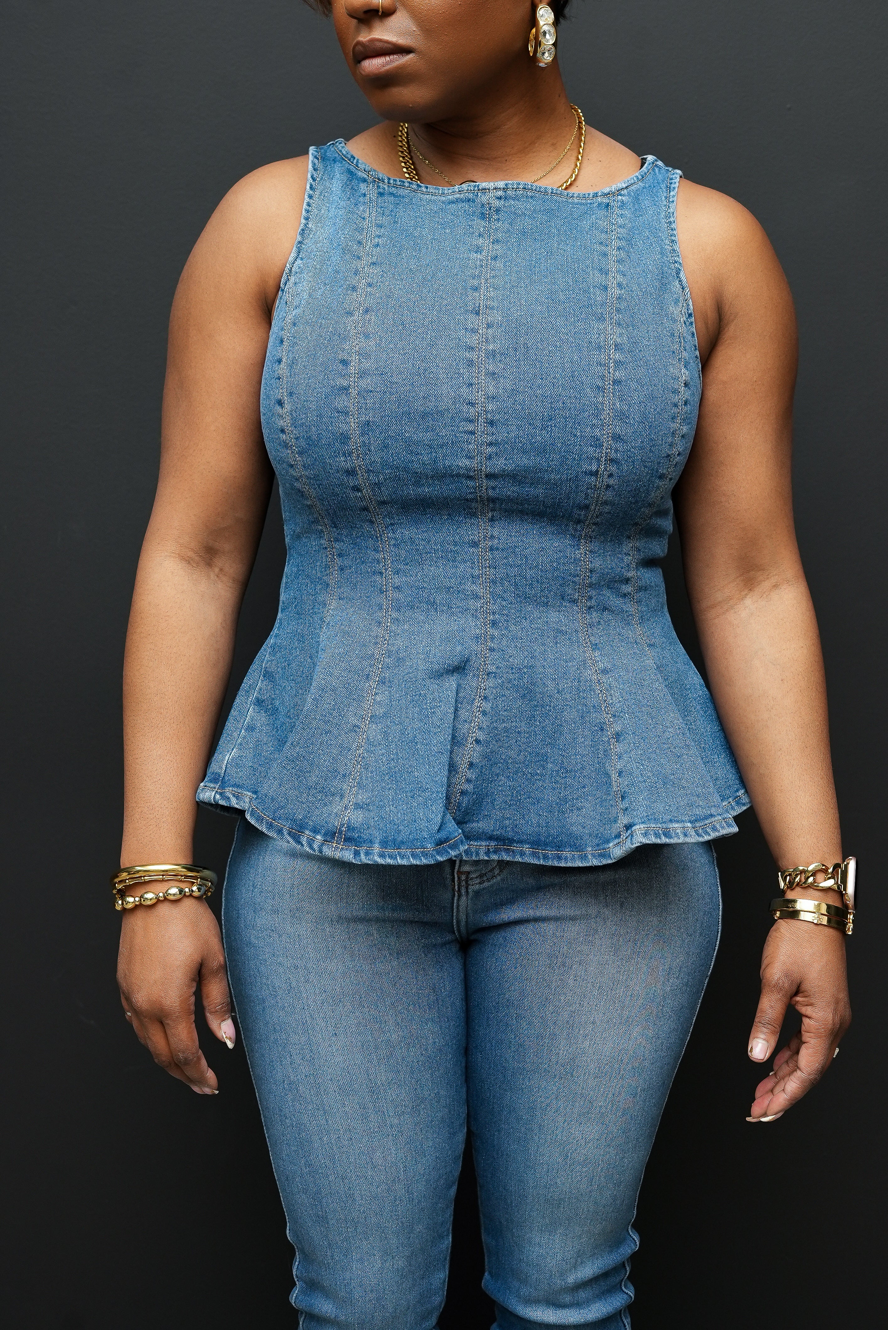 Curve Appeal Peplum Denim Top