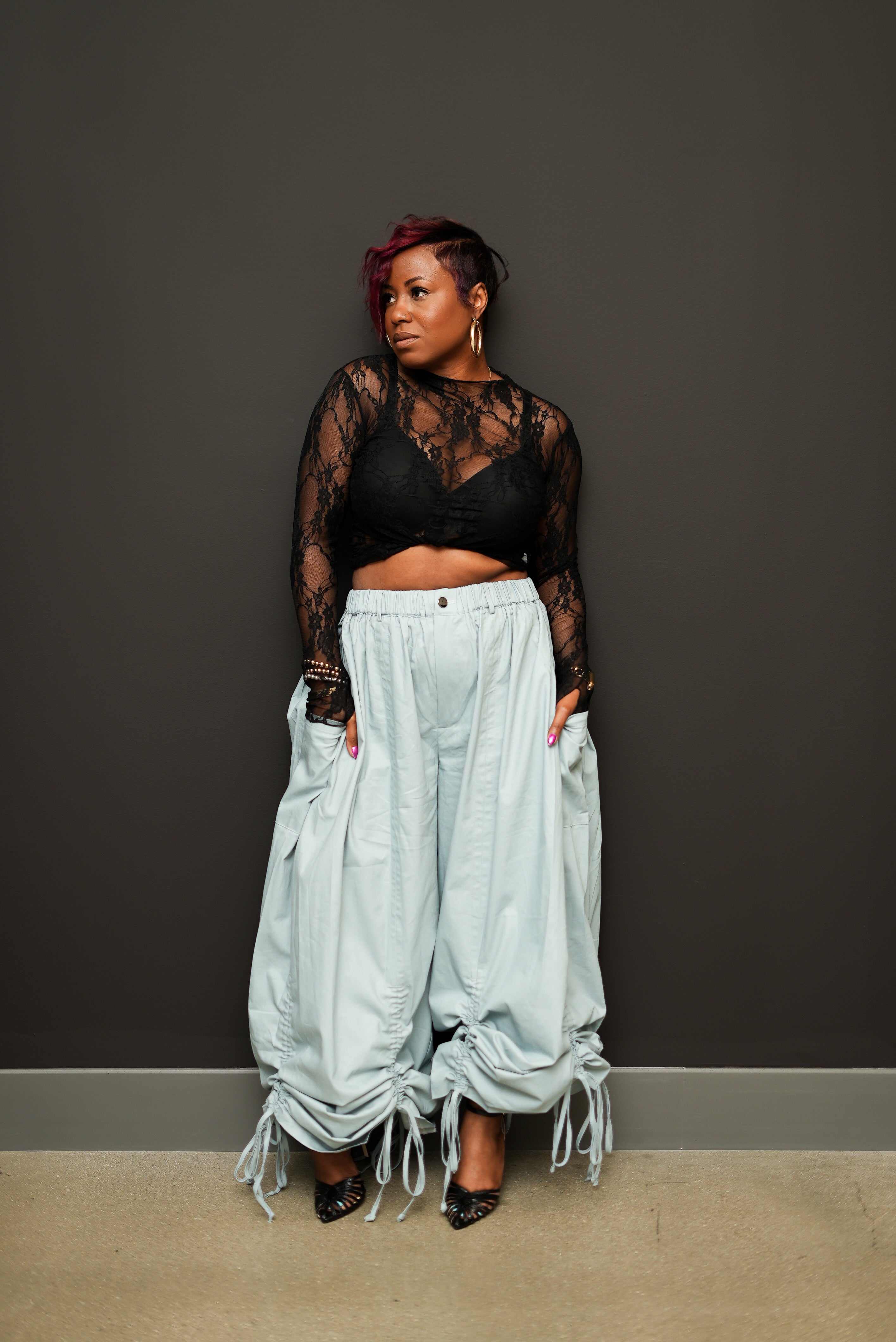 Let it Flow Ruched Pants (Blue)