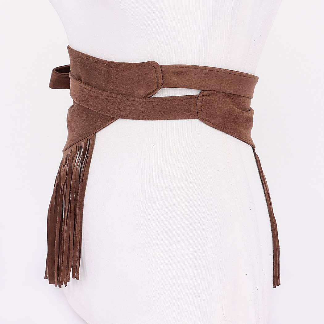 Faux Suede Fringe Belt