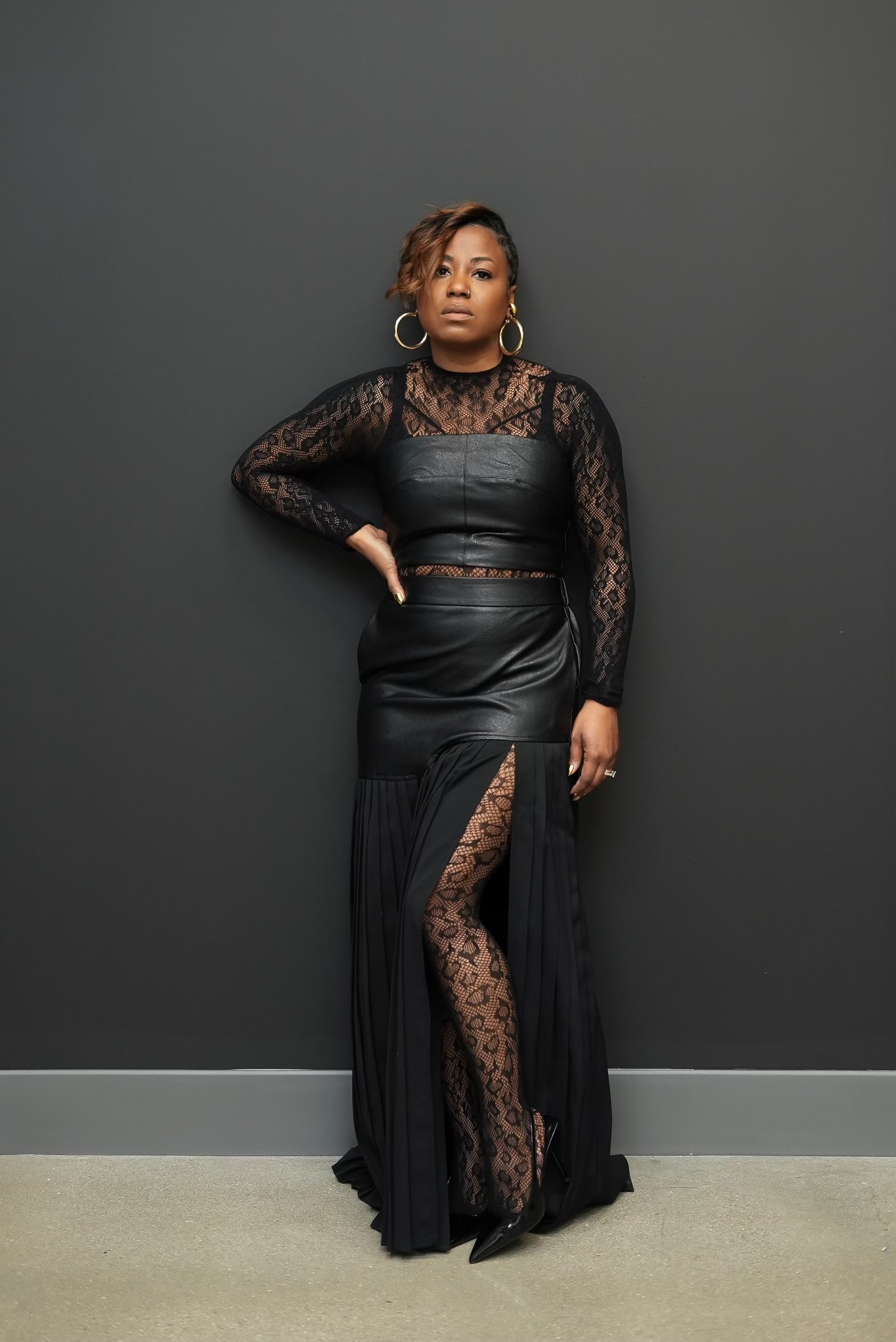 Pleat the 5th Skirt Set (black/black)