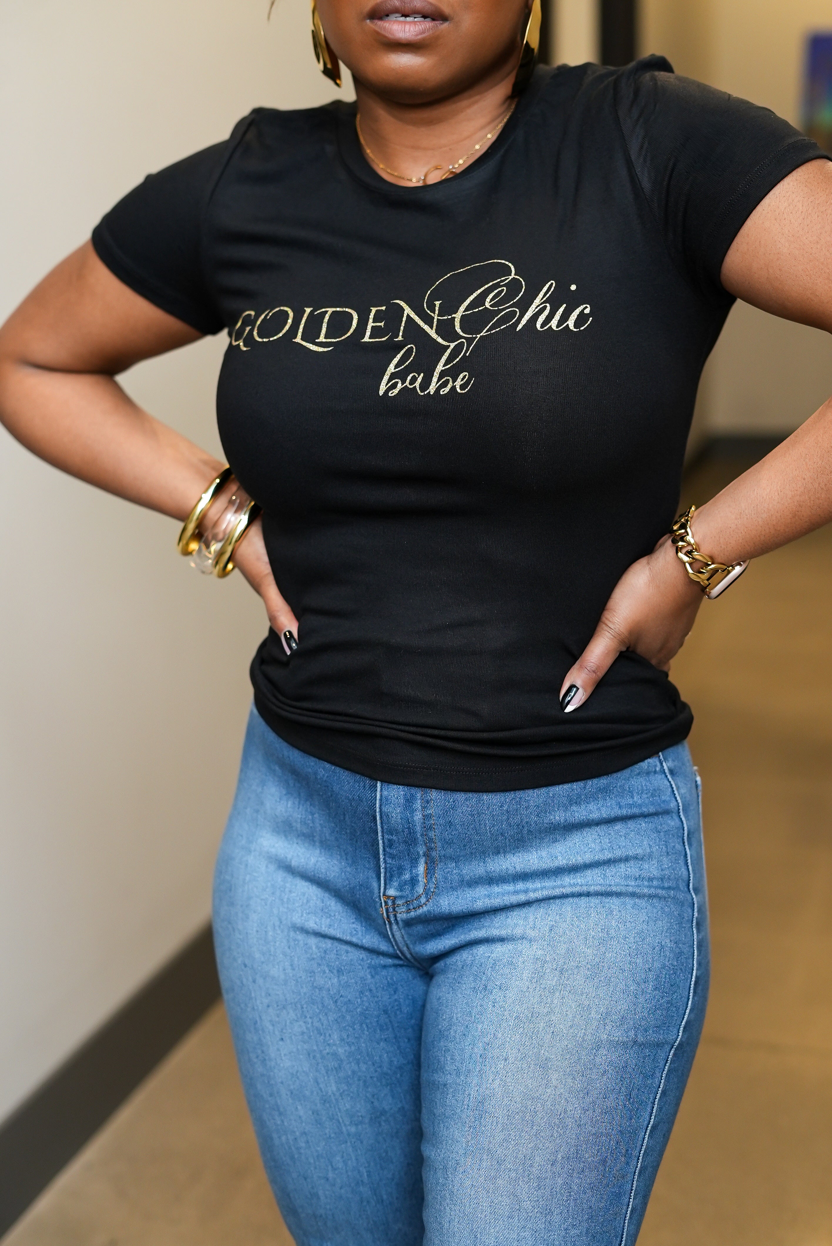 Golden Chic Babe Glitter Tee