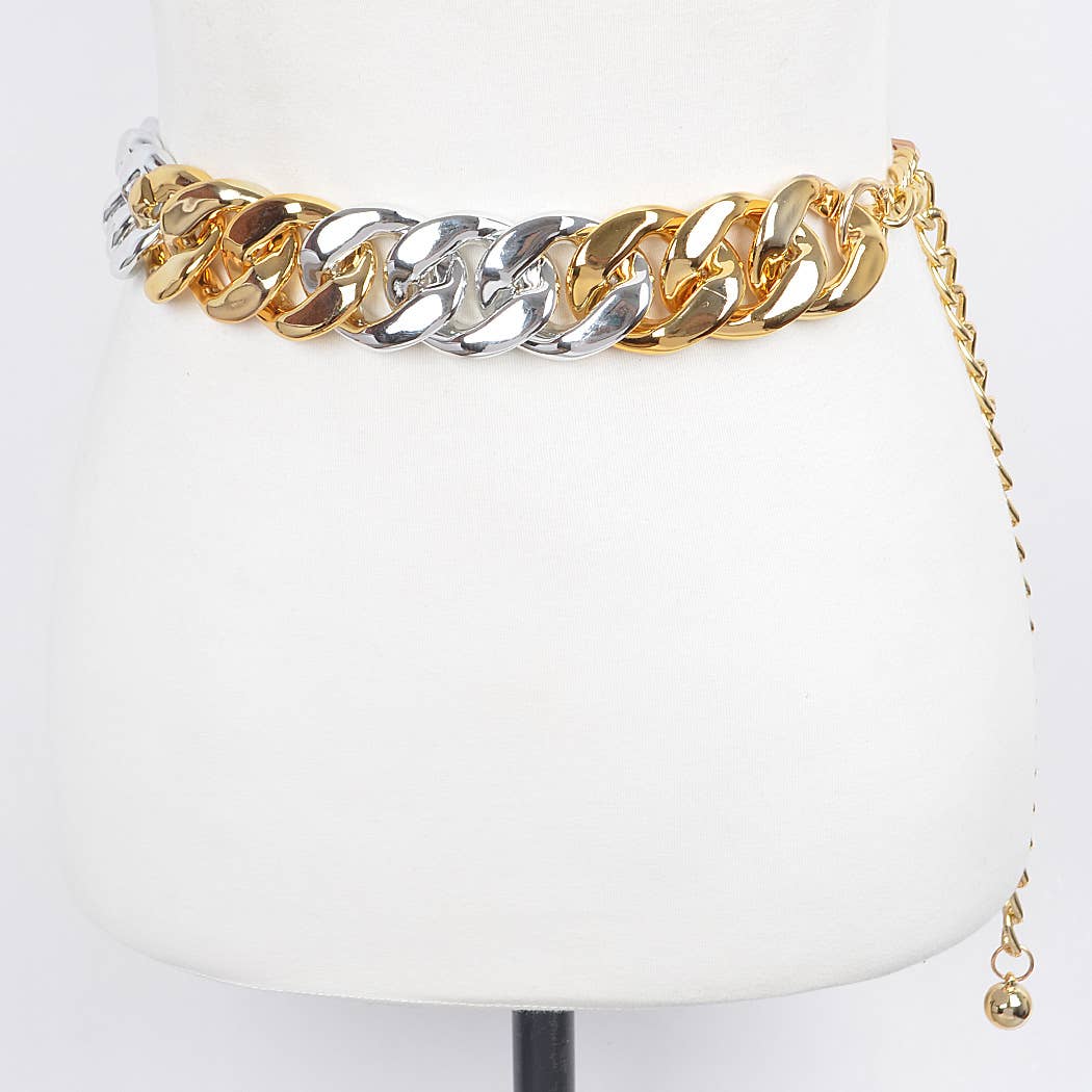 Oversized Chain Two-Tone Belt