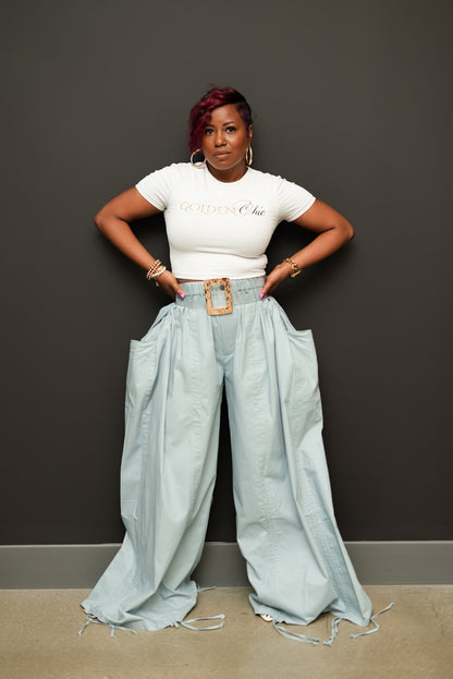 Let it Flow Ruched Pants (Blue)