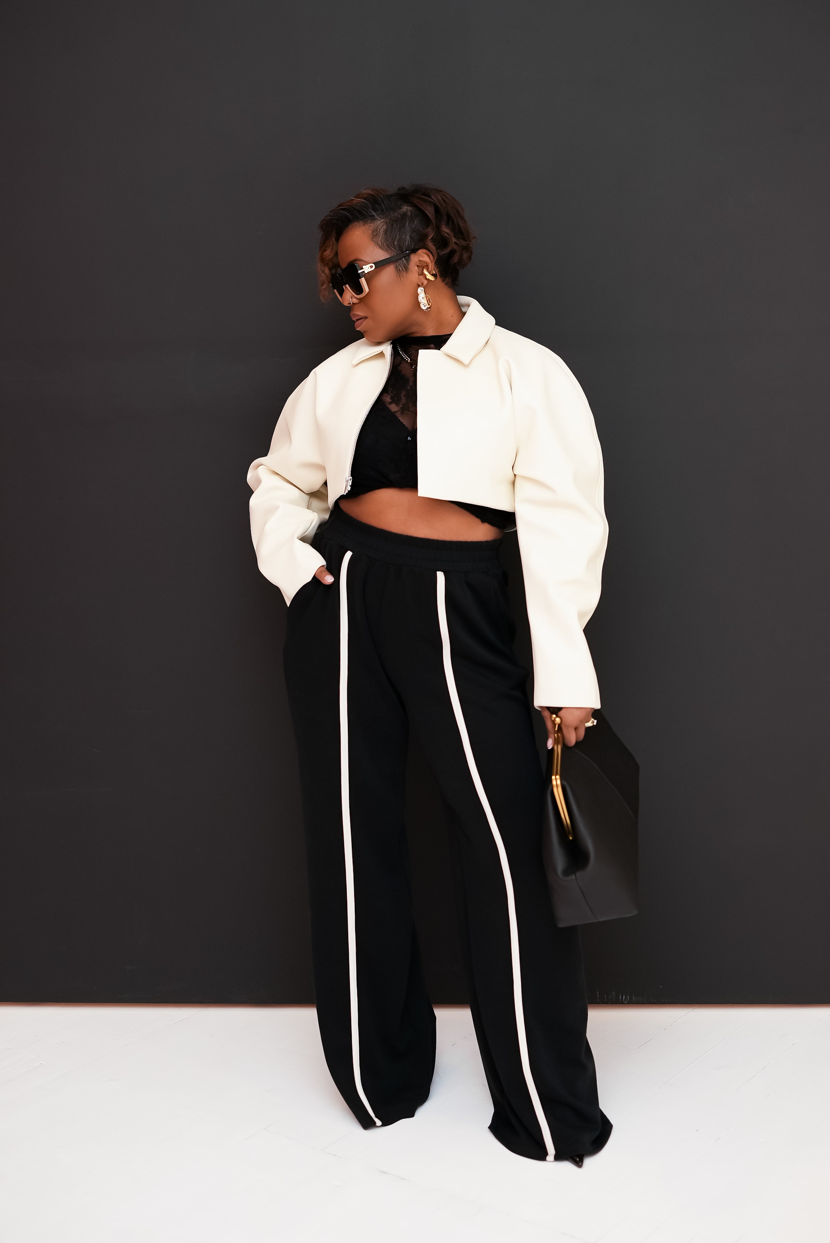 Top Tier Crop Leather Jacket (Cream)