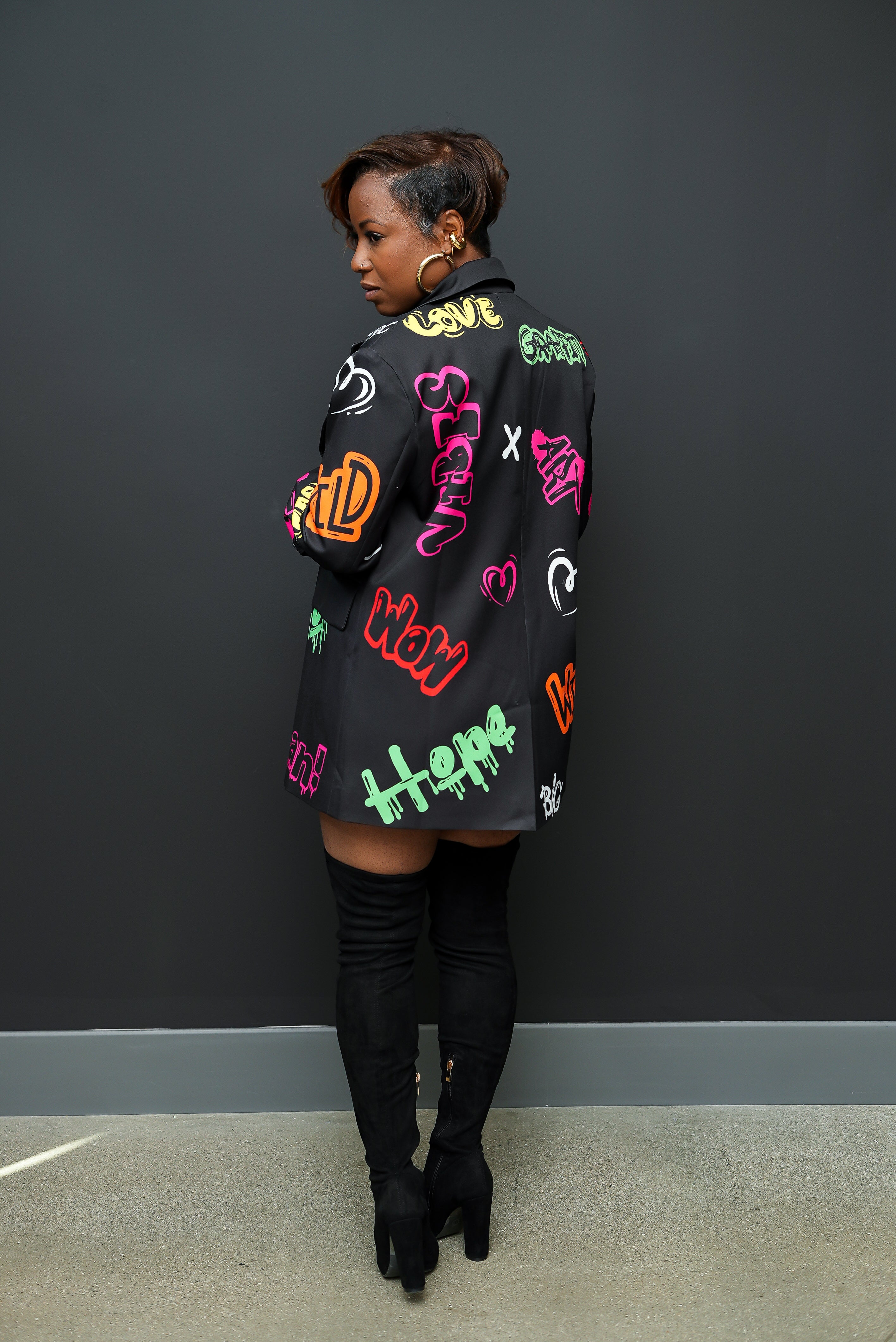 Graffiti Glam Boyfriend Blazer