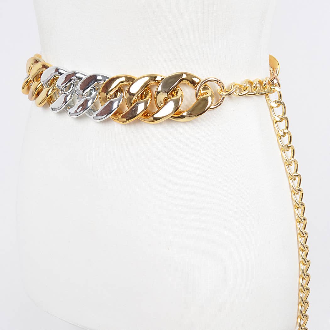 Oversized Chain Two-Tone Belt