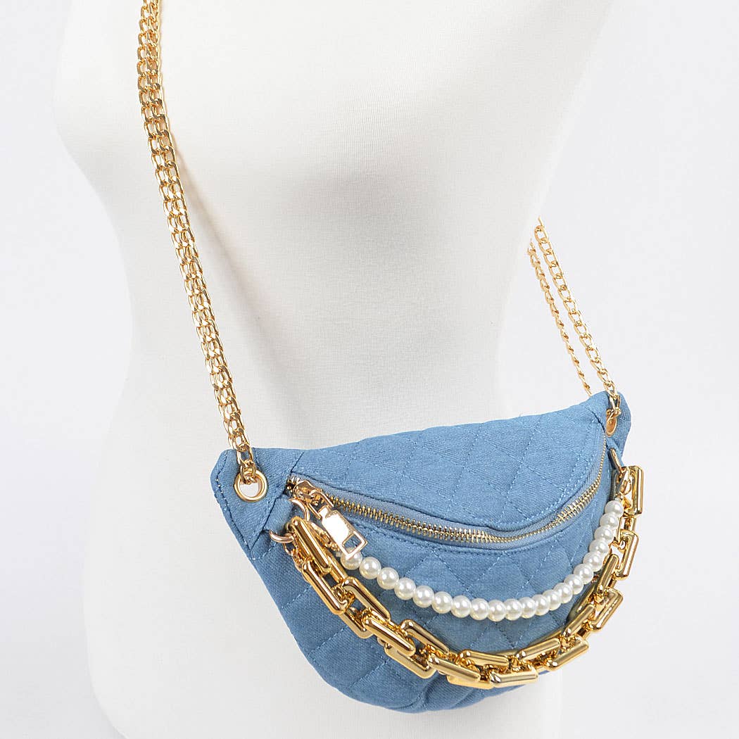 Multi Chain Denim Crossbody