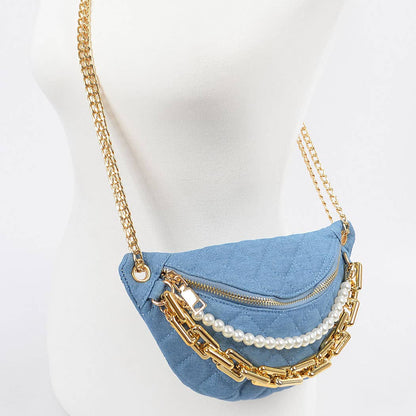 Multi Chain Denim Crossbody