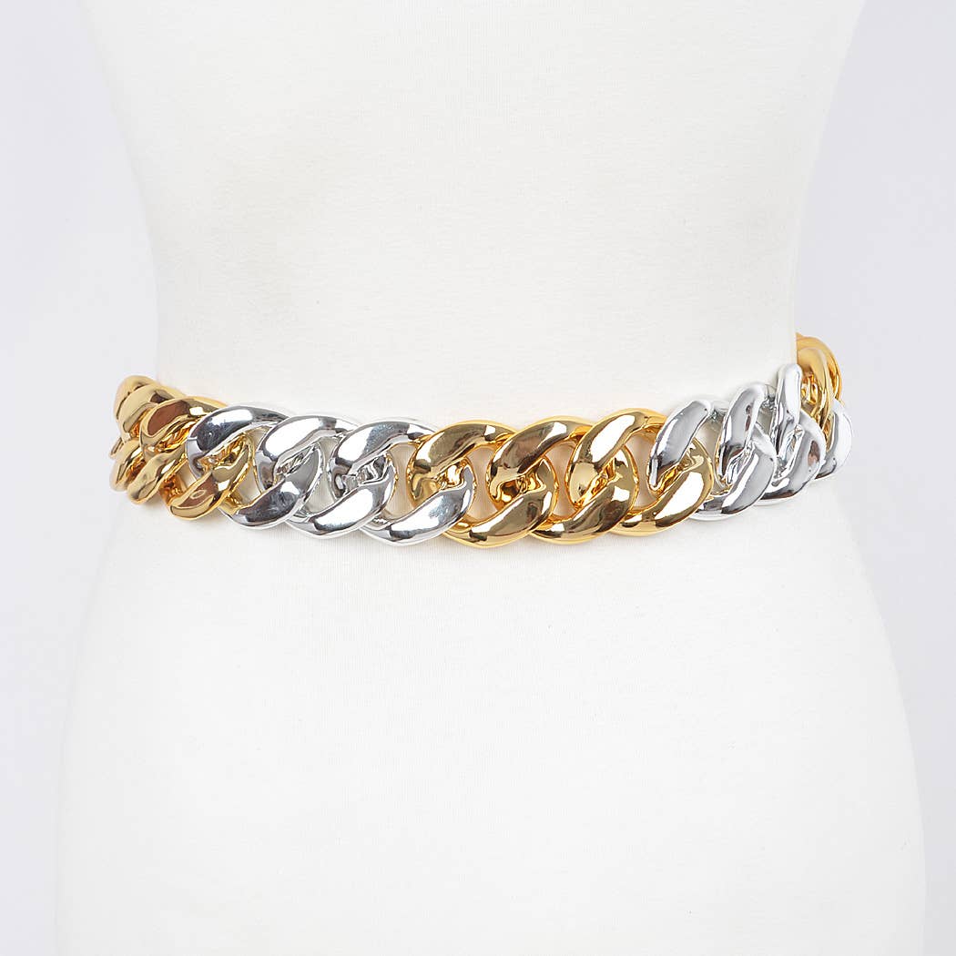 Oversized Chain Two-Tone Belt