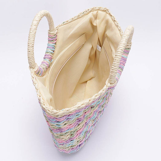 Pastel Rainbow Straw Bag