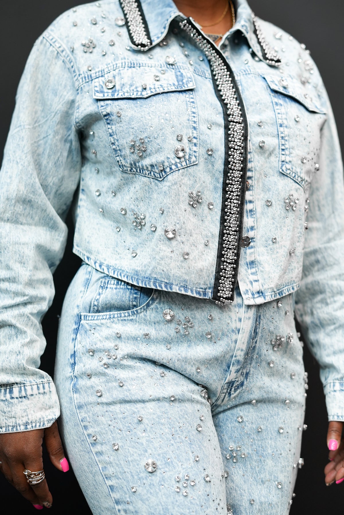 All That Glitters Denim & Rhinestone Set