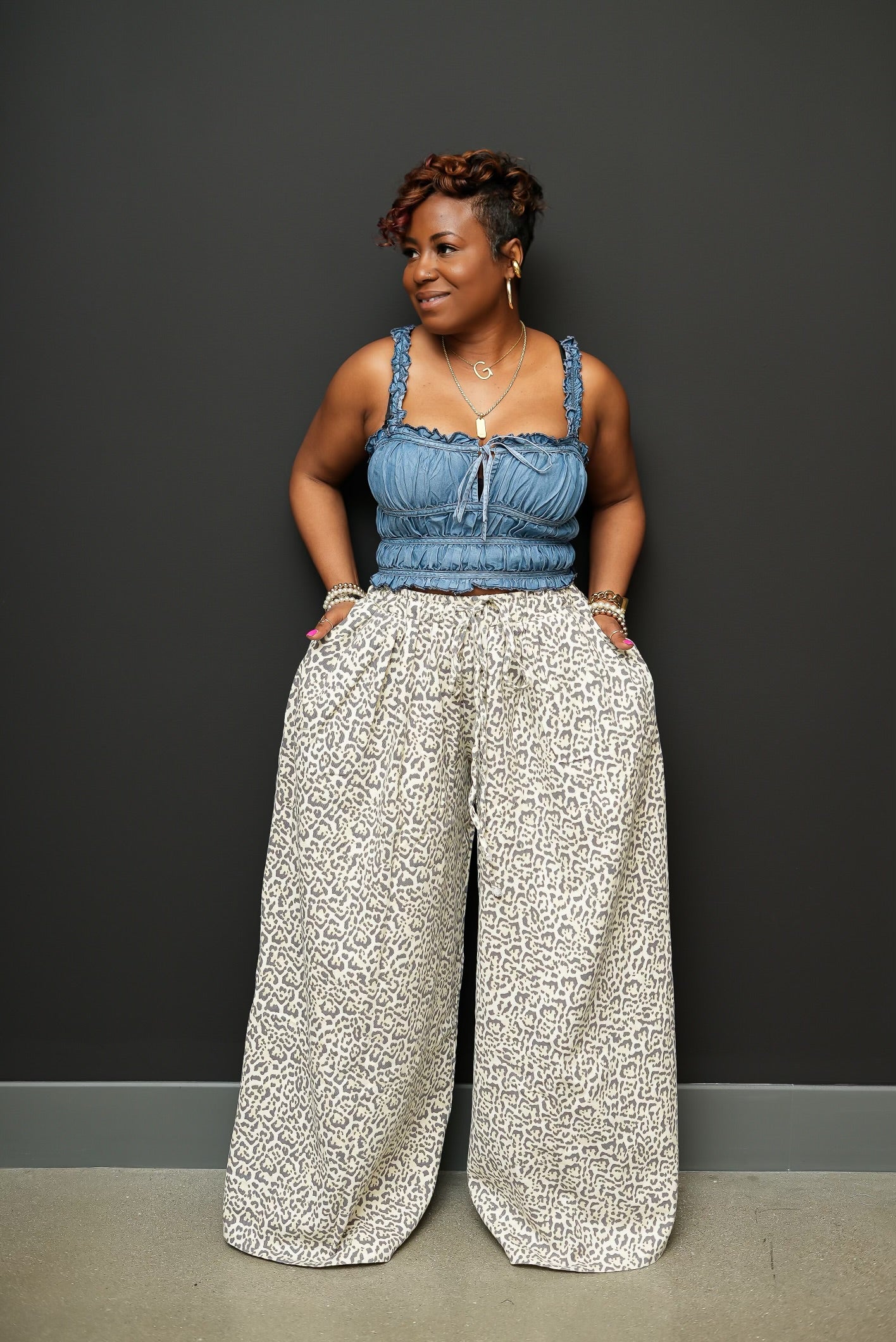 Denim Flirt Ruffle Crop