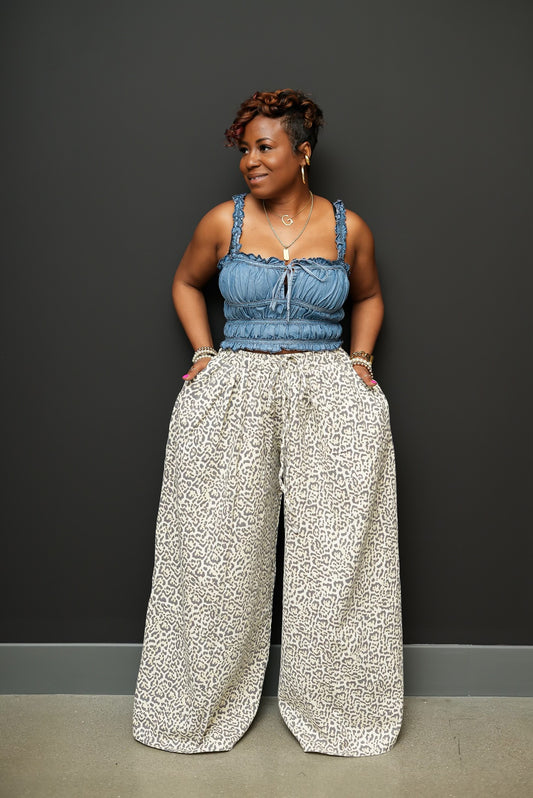 Denim Flirt Ruffle Crop