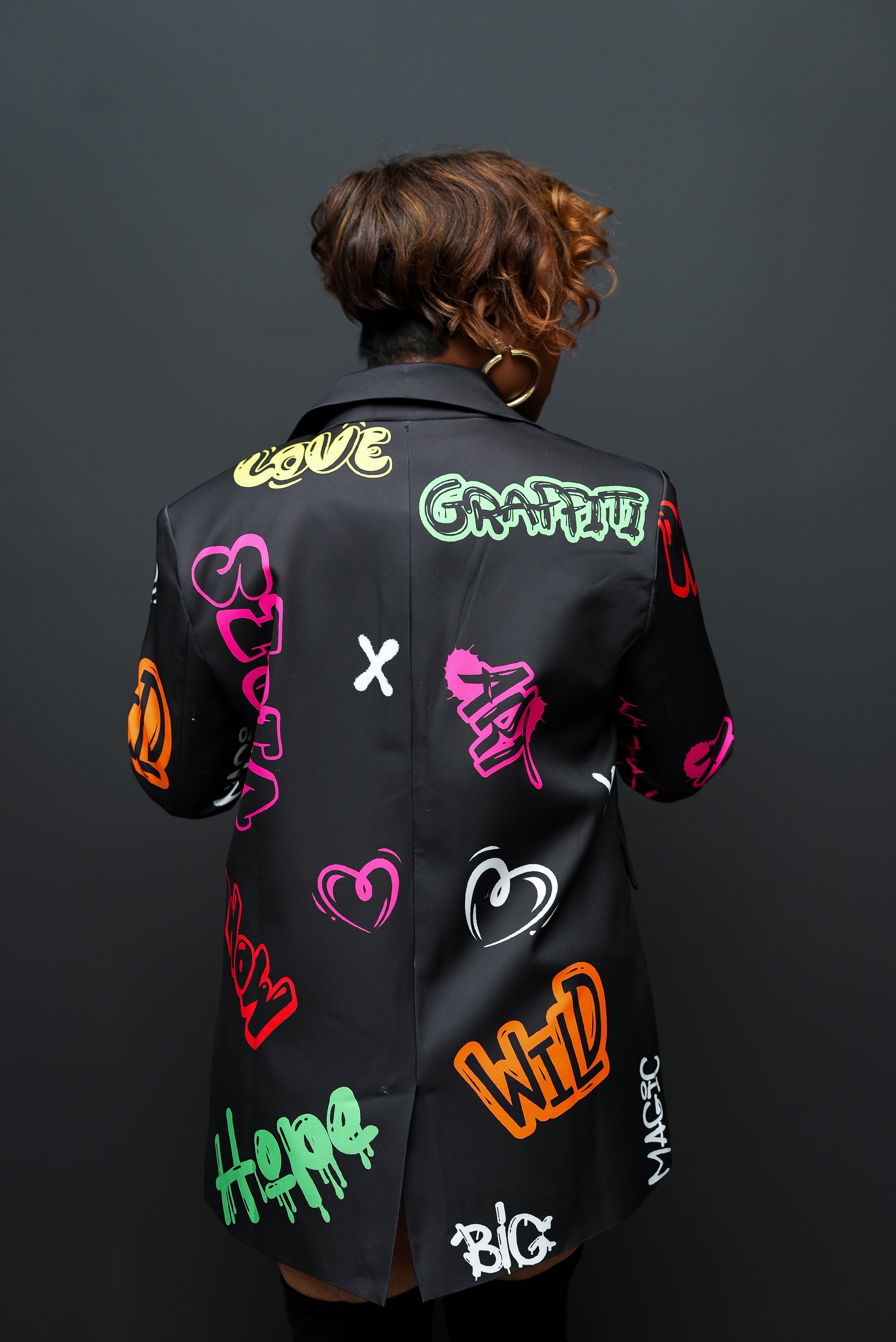 Graffiti Glam Boyfriend Blazer