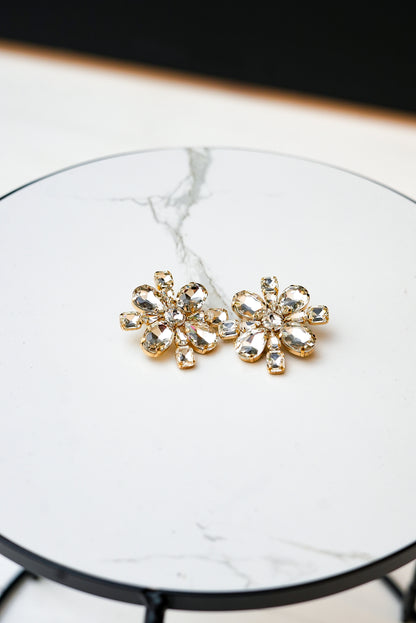 Floral Embellished Earring (Clear)