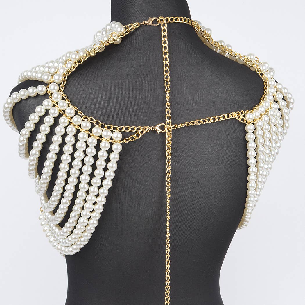 Faux Pearl Body Chain Top
