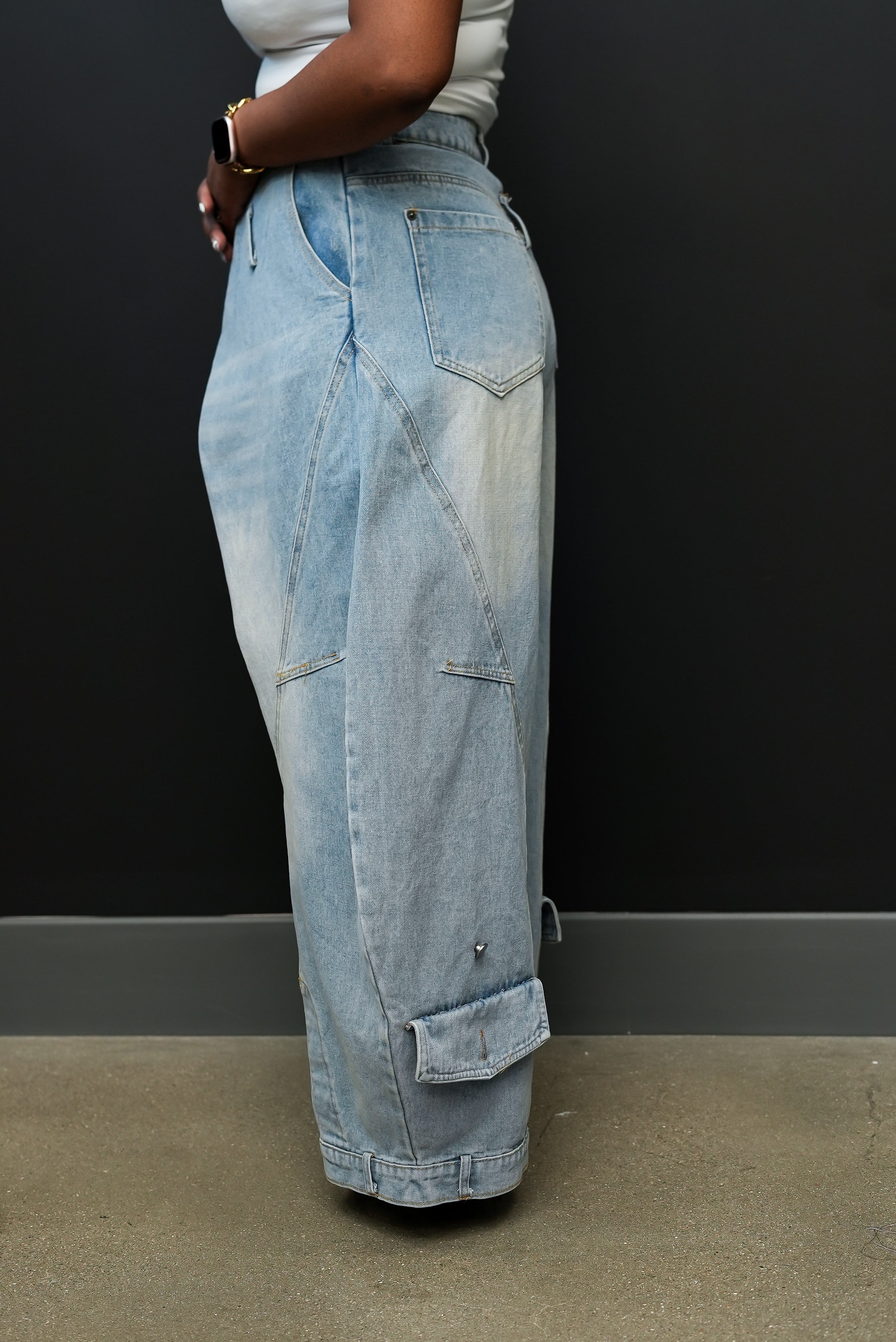 Denim Wrap Drama Pants(Light Denim)