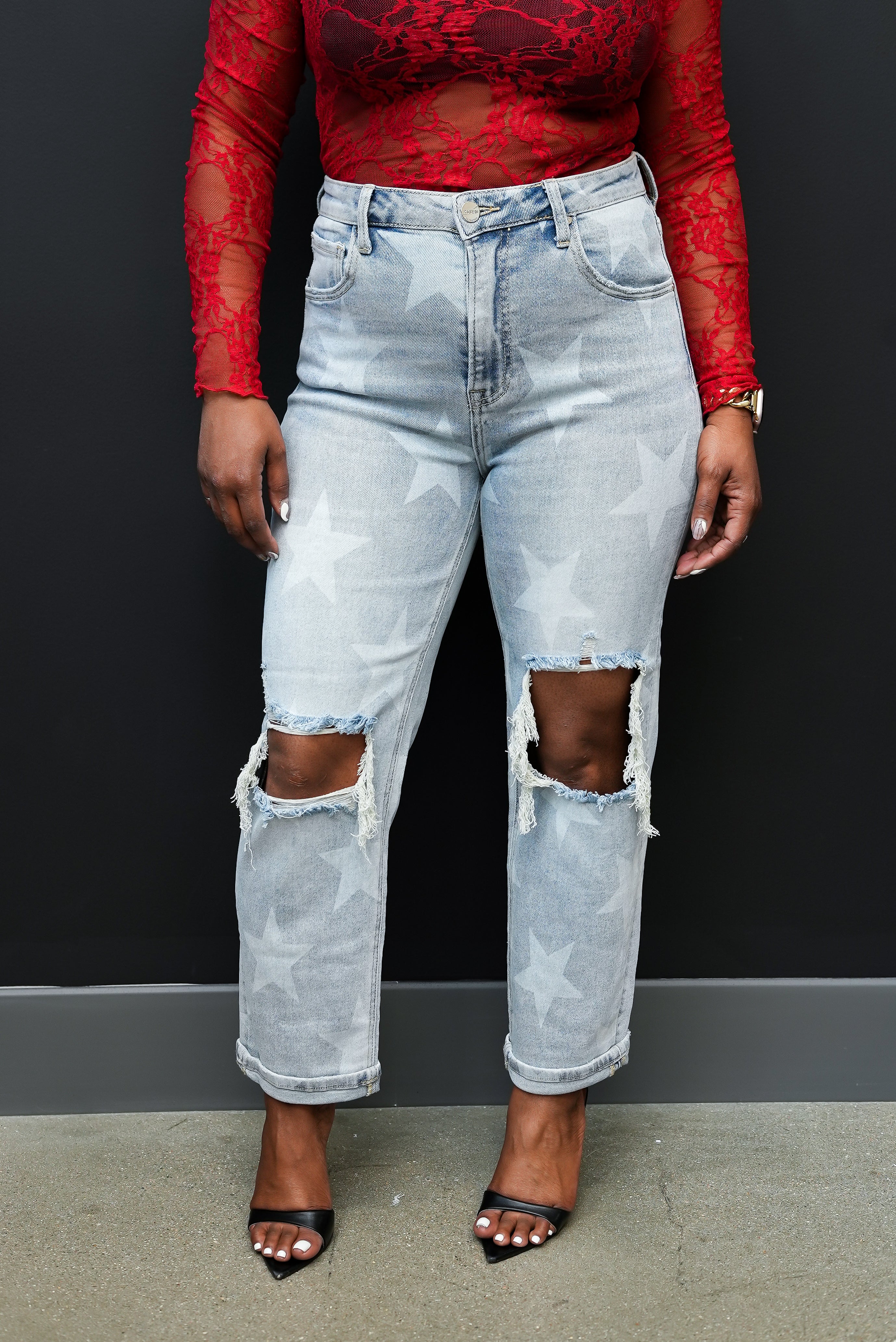 All-Star Distressed Denim Jeans