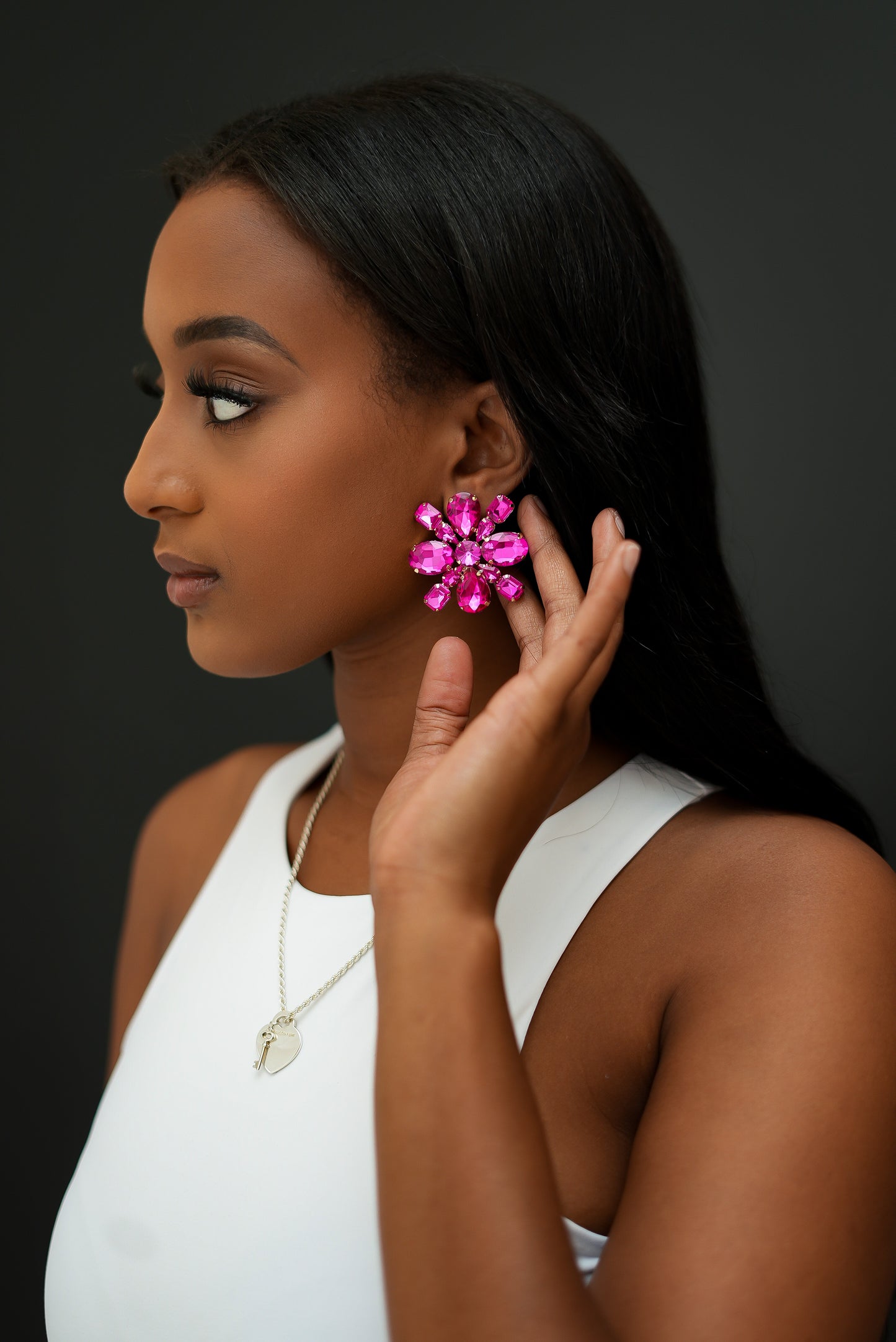 Floral Embellished Earring (Pink)