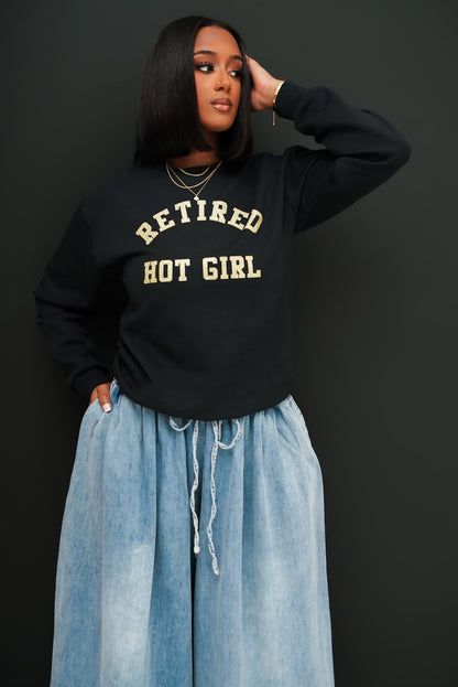 Retired Hot Girl Glitter Sweatshirt