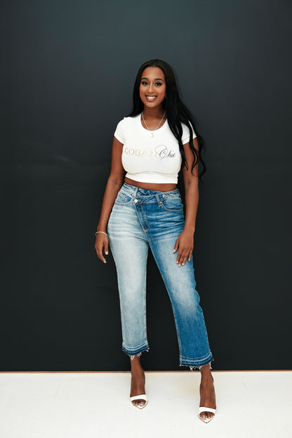 Golden Chic Crop (White)