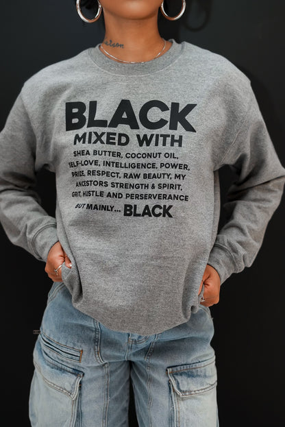 Black mixed with black sweatshirt