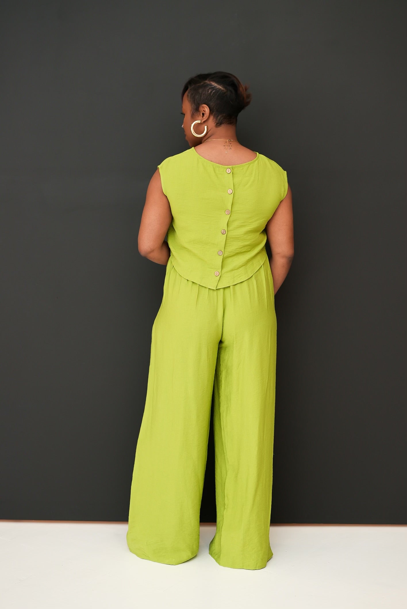 Linen Style Trouser Set (Green)