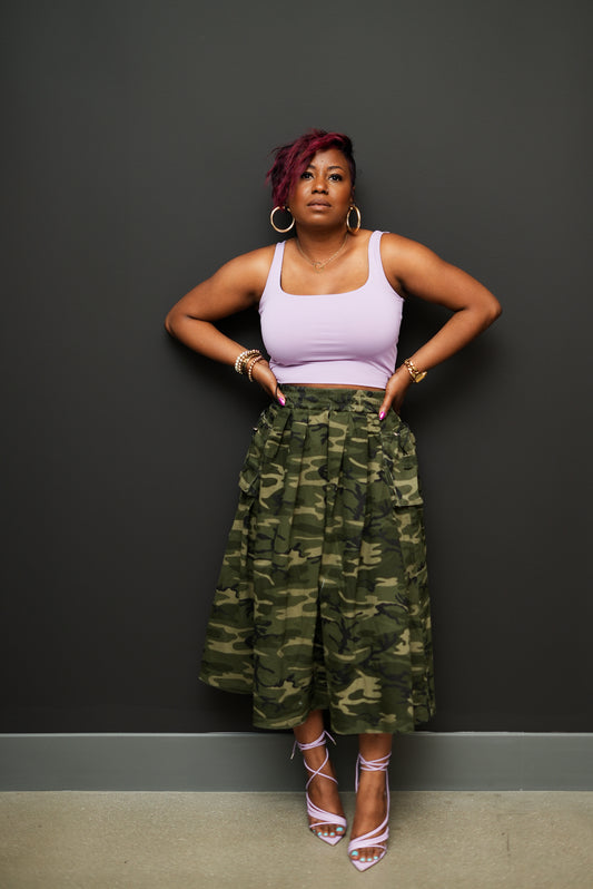 Camo Midi Skirt
