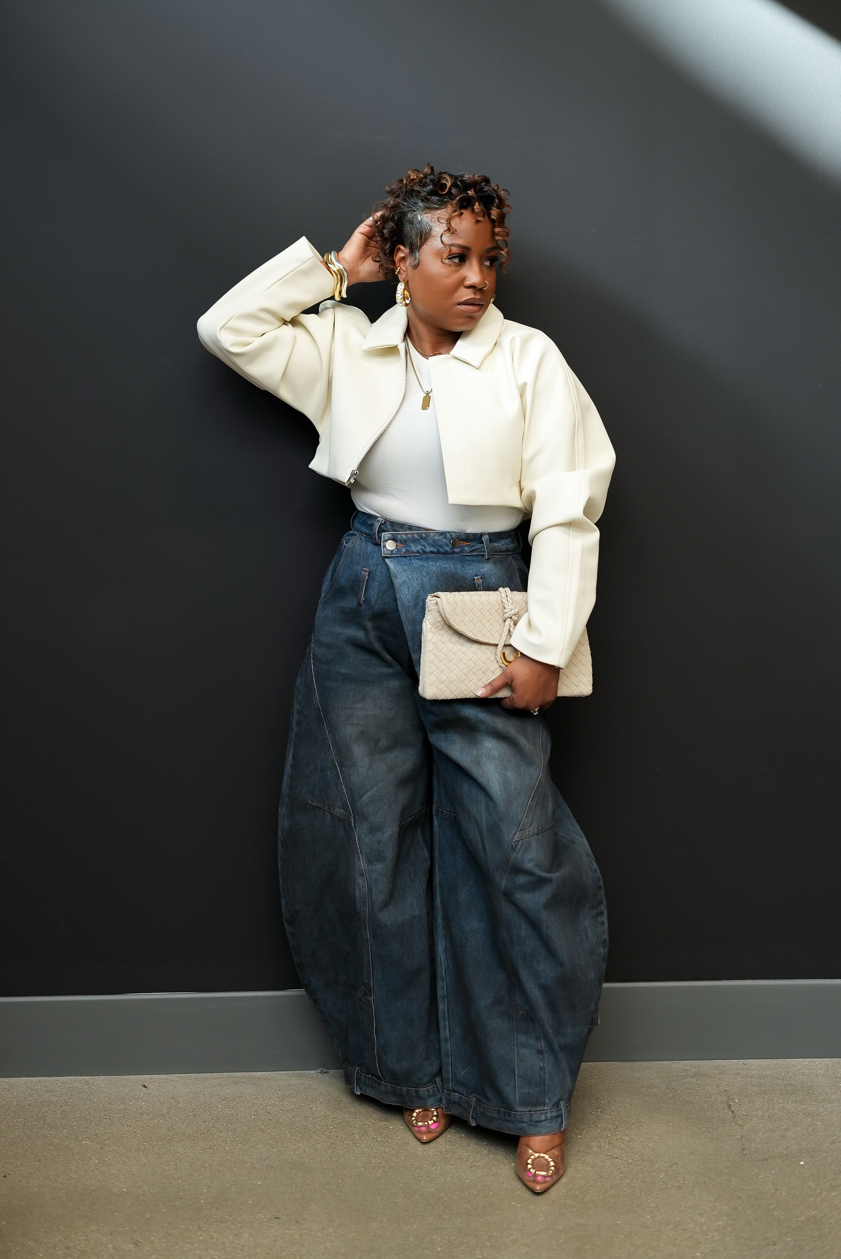 Denim Wrap Drama Pants