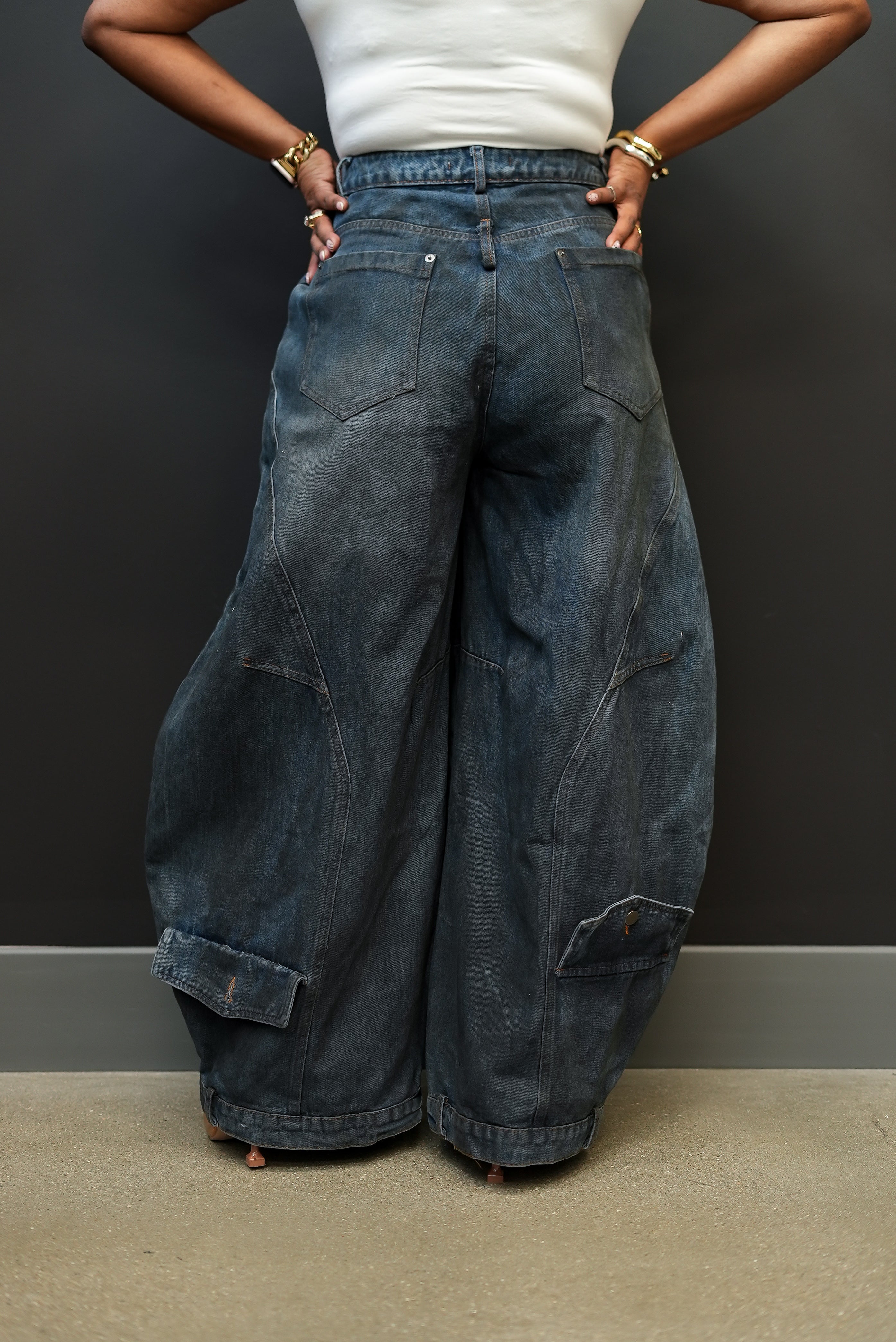 Denim Wrap Drama Pants