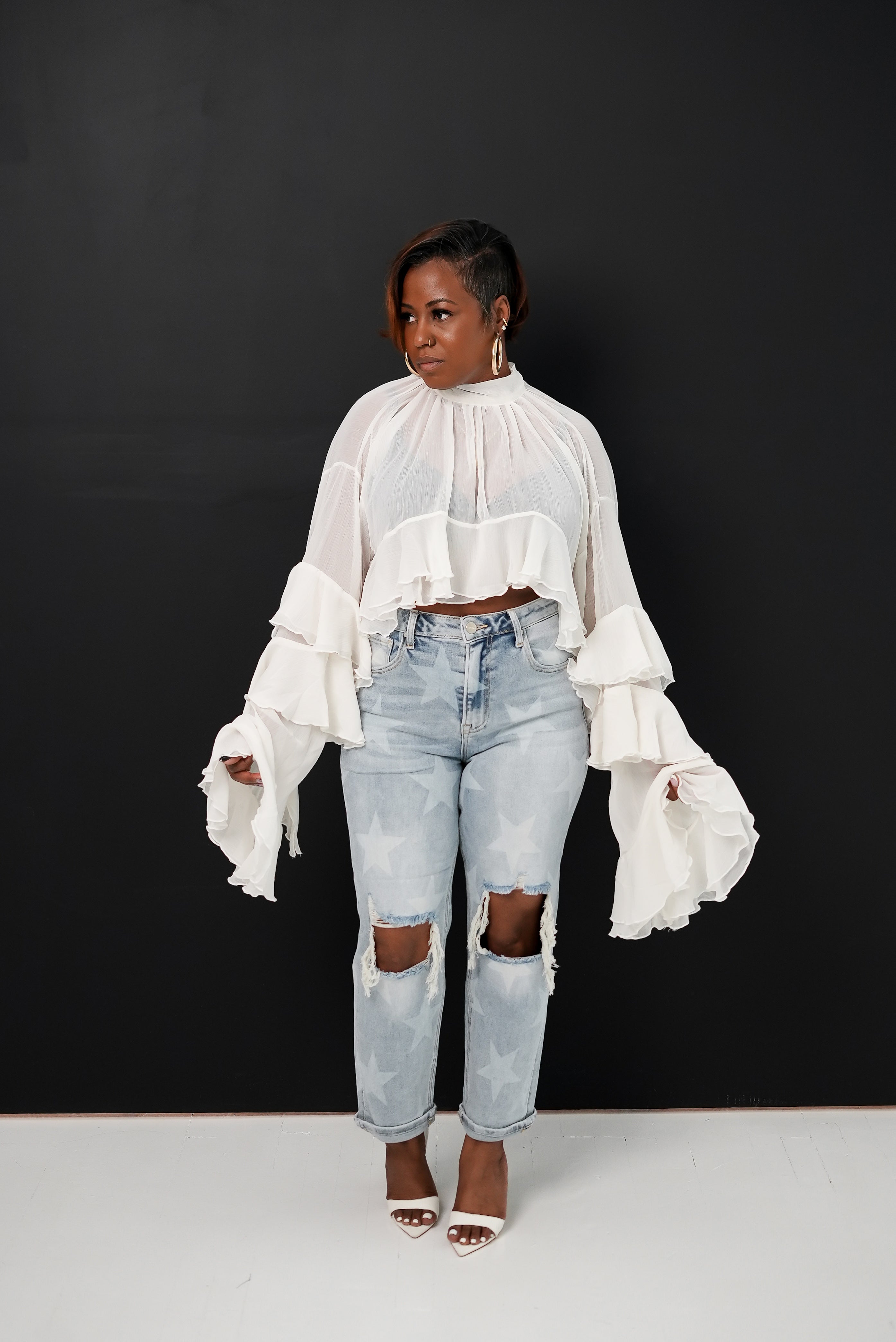 Angel Energy Ruffle Statement Blouse