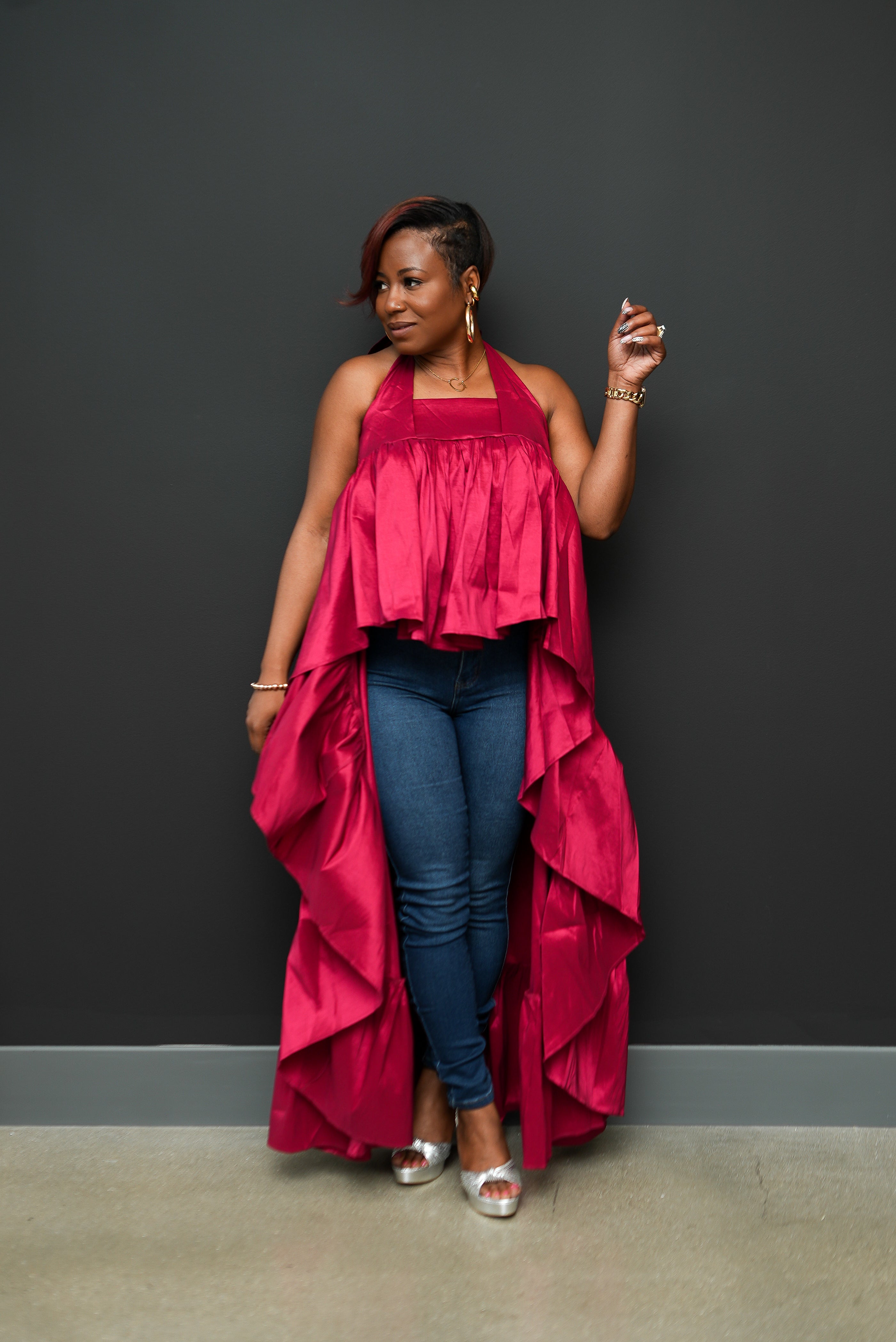 Cascade Halter Top (wine)