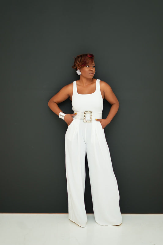 Essential Wide Leg Jumpsuit (white)