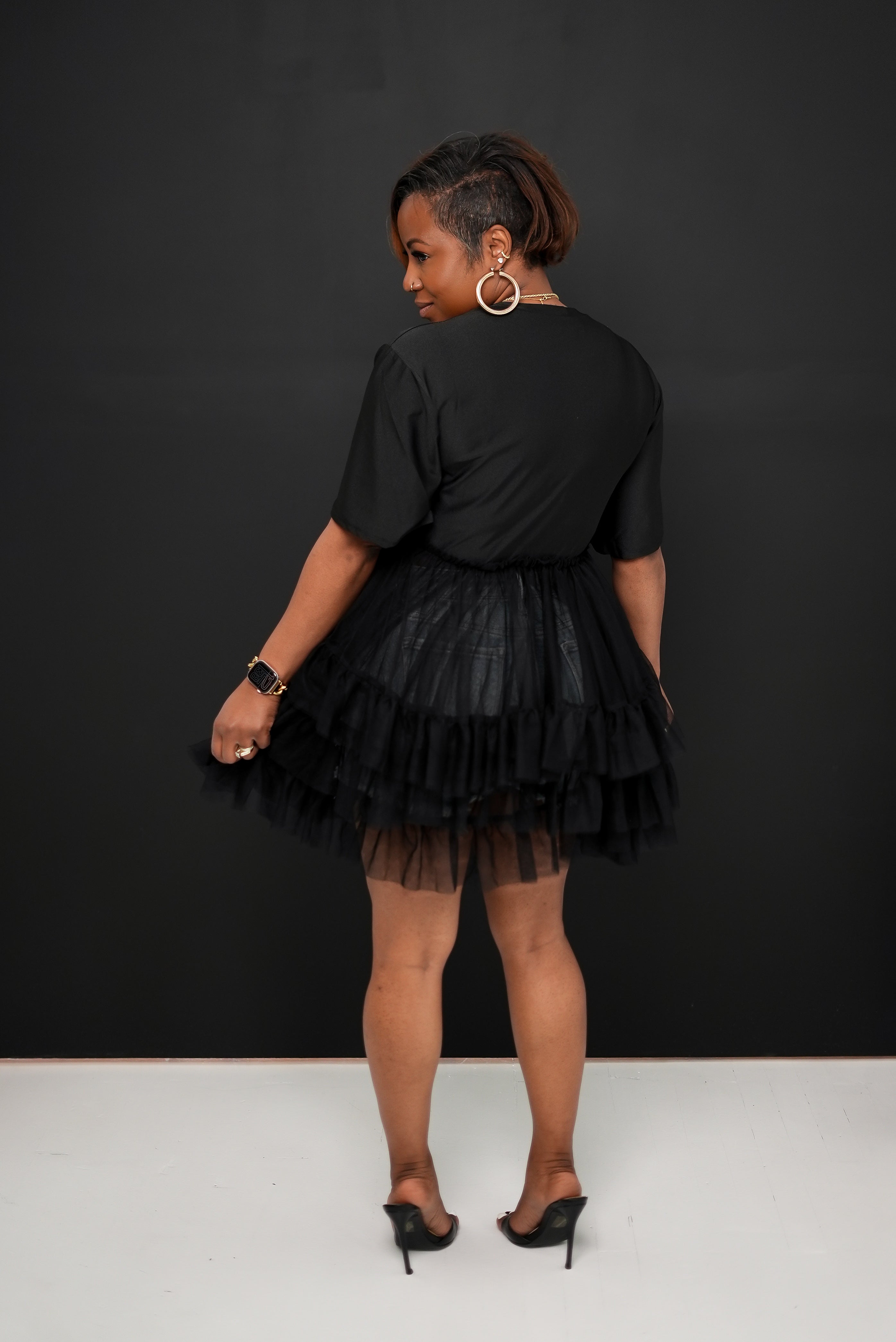 Tulle Ruffle Tunic (Black)