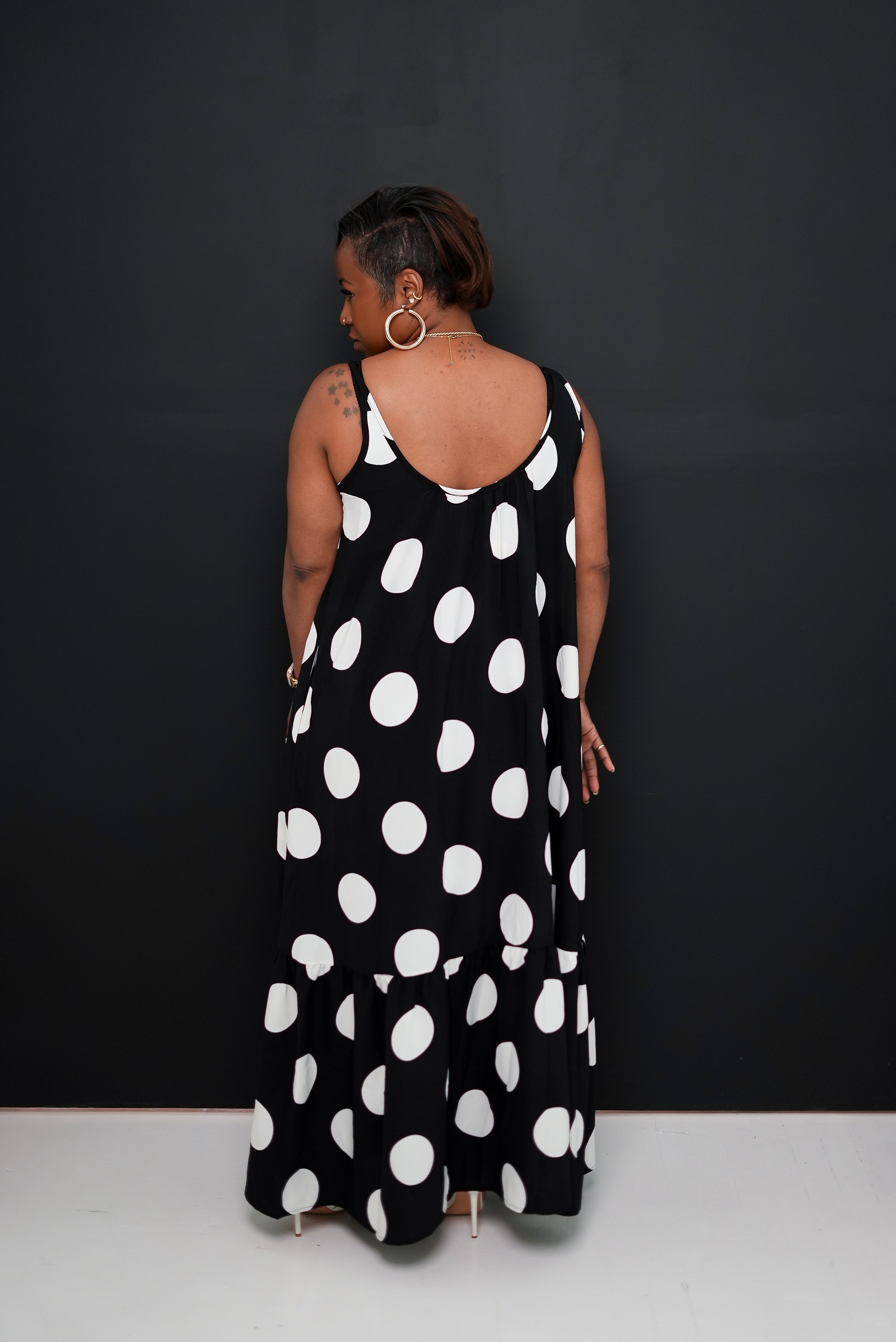Polka dot maxi dress (black/white)