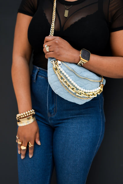 Multi Chain Denim Crossbody