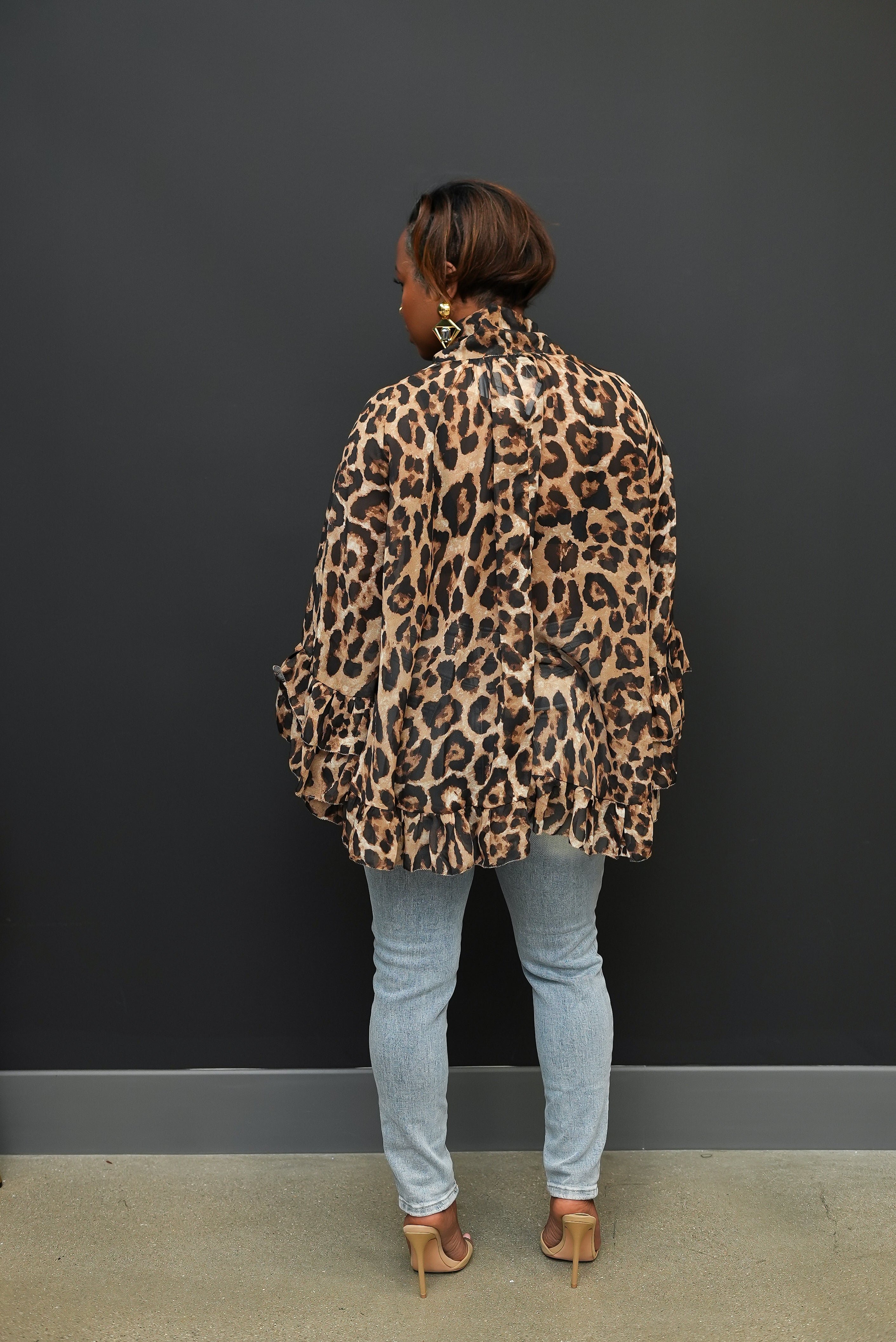 Leopard Printed Chiffon Blouse (Brown)