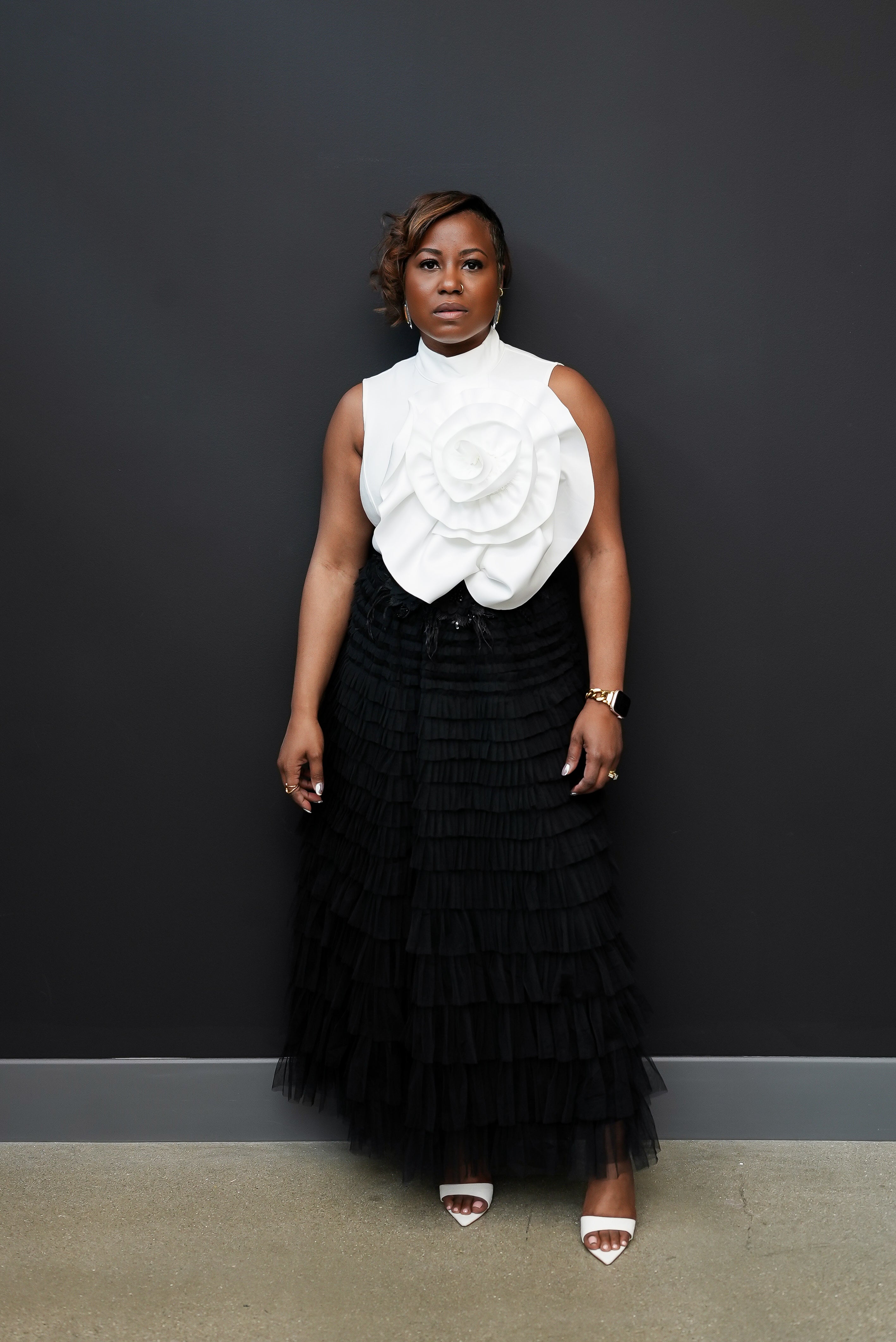 Tiered Tulle Midi Skirt