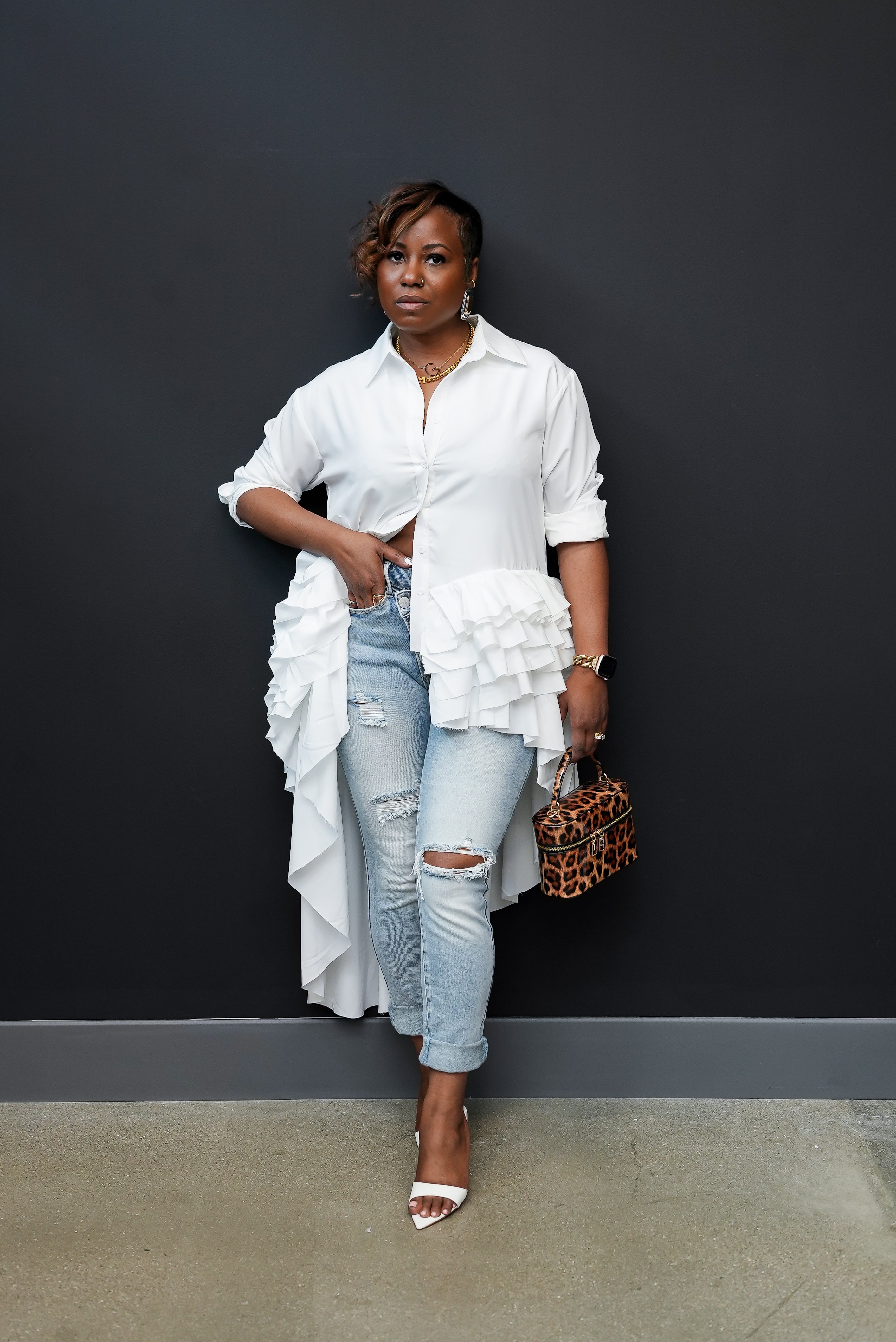 Ruffle Authority High-Low Blouse