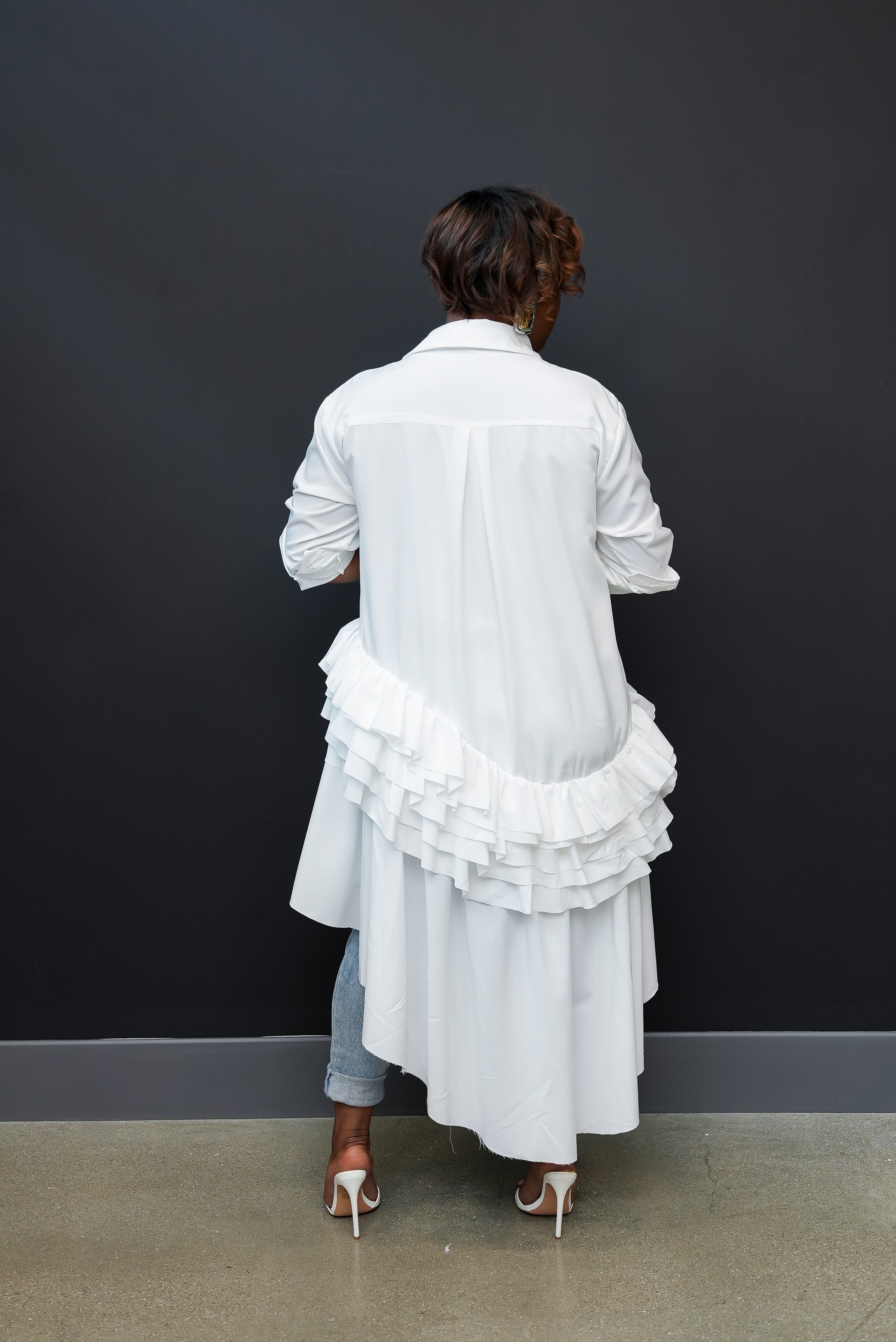 Ruffle Authority High-Low Blouse