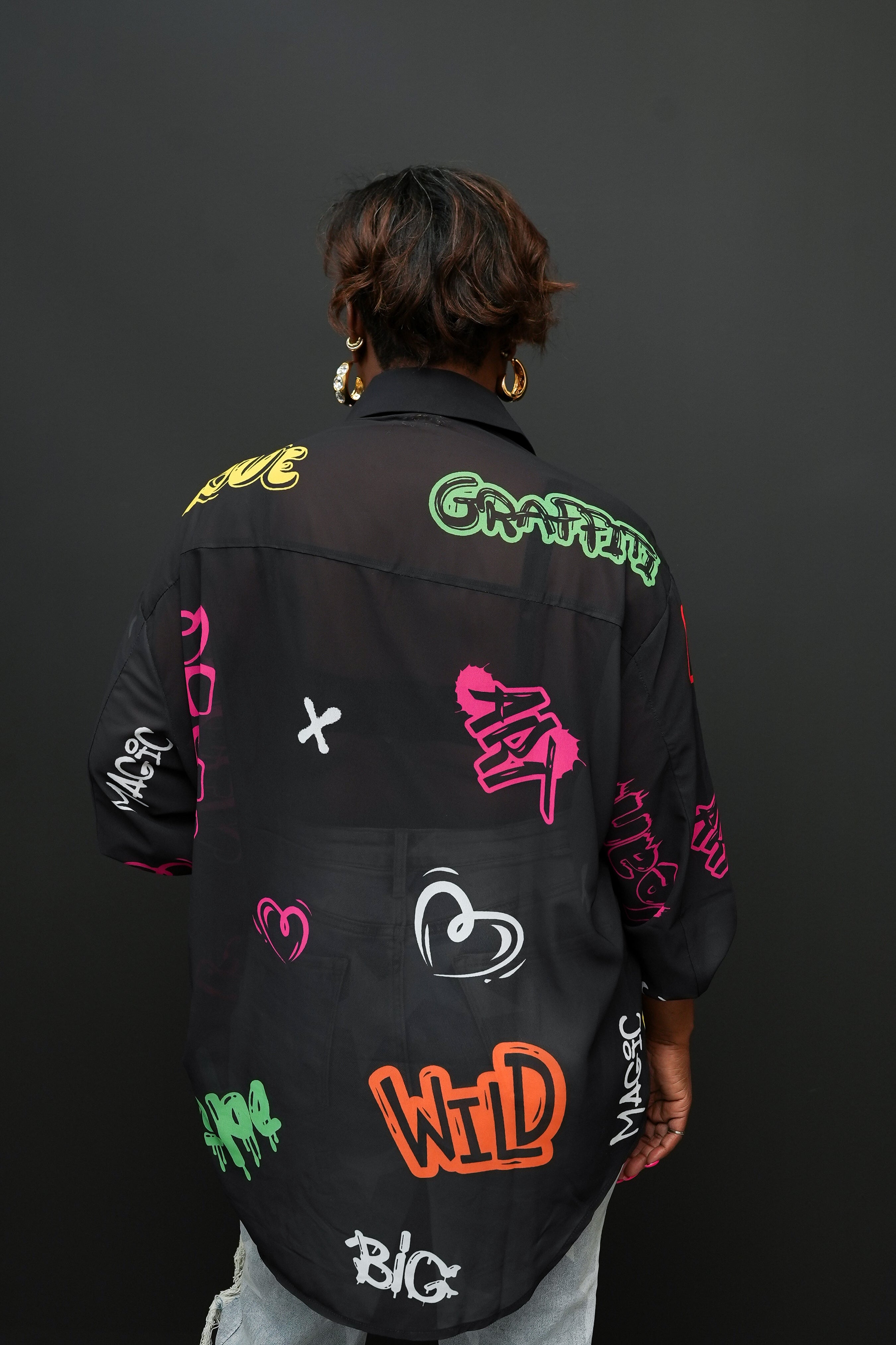 Graffiti Glam Sheer Shirt