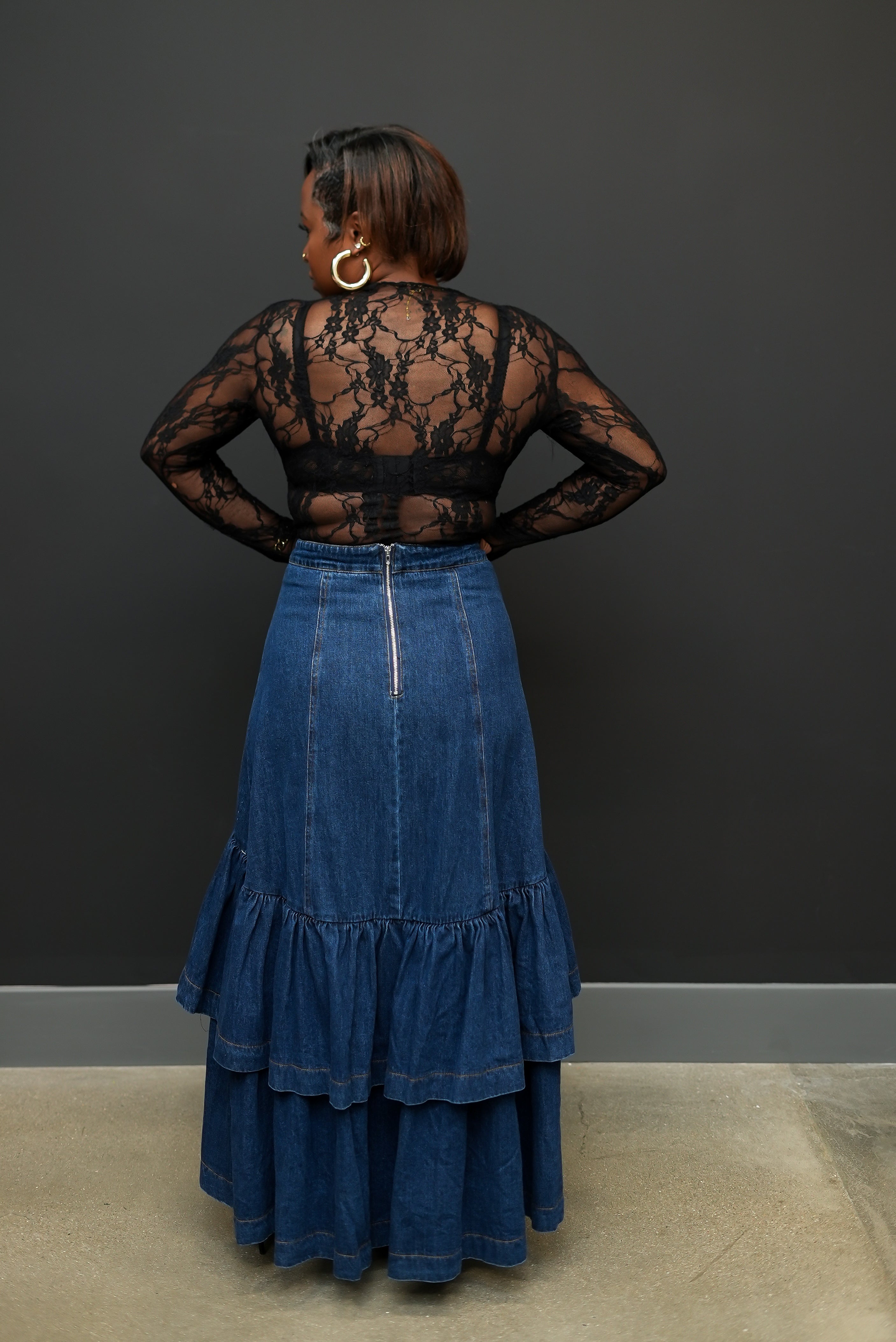 Denim & Grace Tiered Maxi Skirt