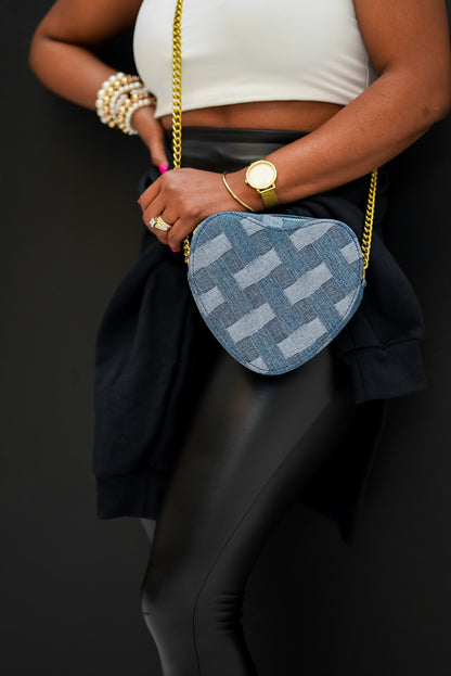 Denim heart purse