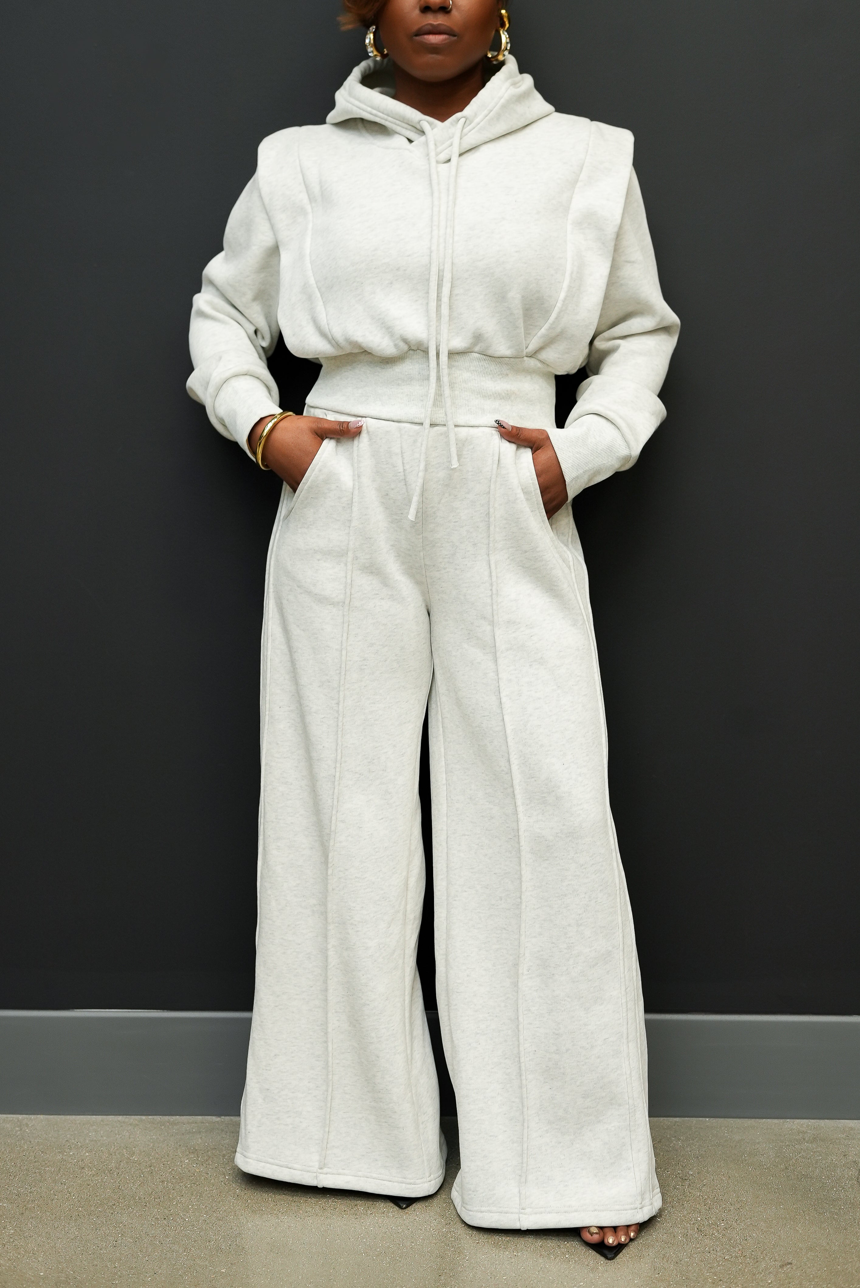 Sculpted Luxe Set Jogger Set-(Heather Grey)