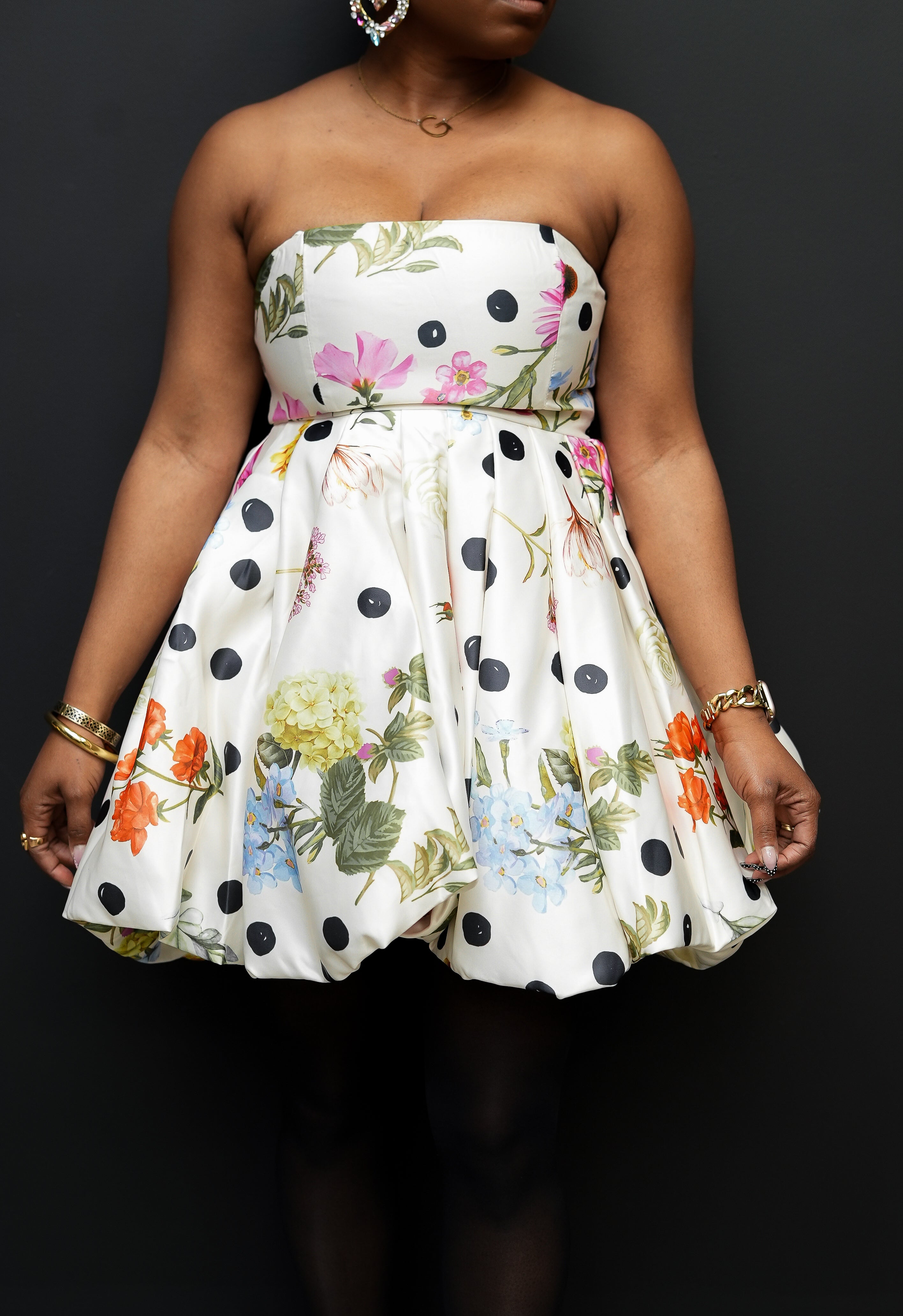 Floral Print Strapless Mini Dress