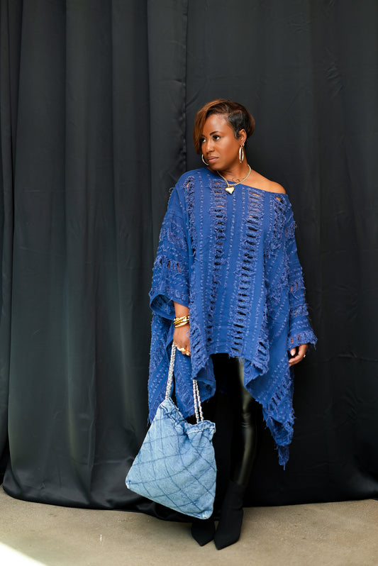 Shred & Serve Denim Poncho